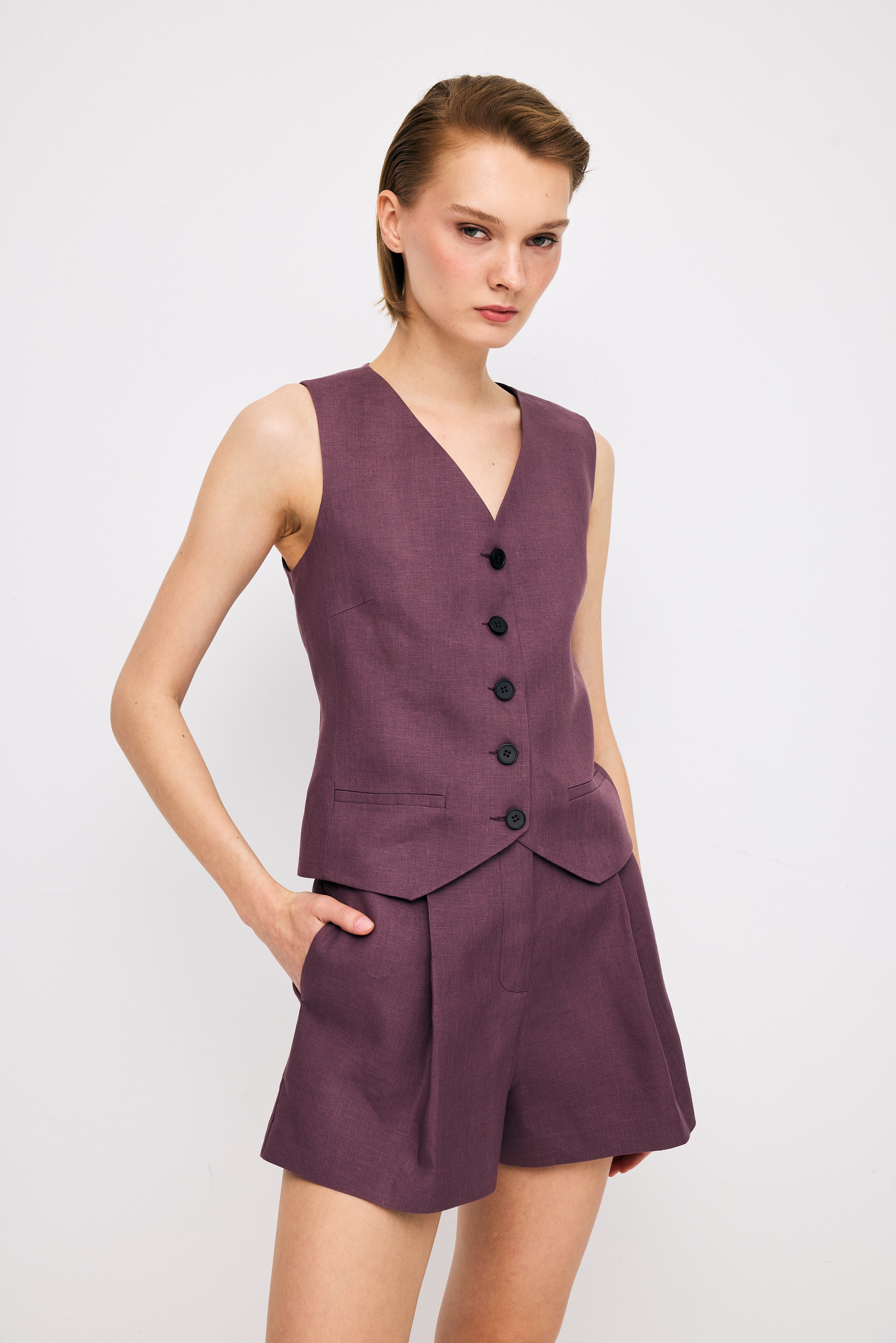 Linen Plum Vest