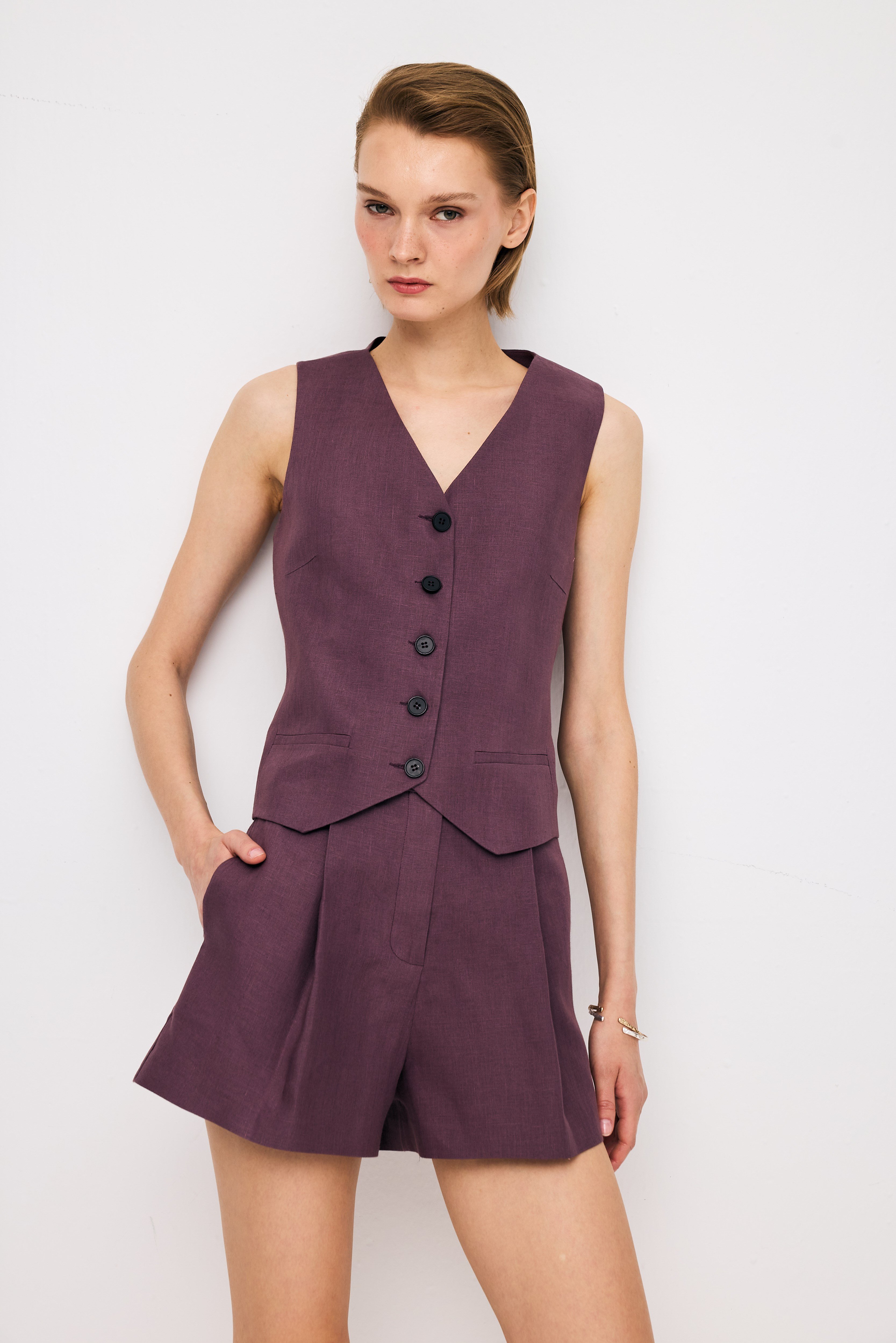 Linen Plum Vest