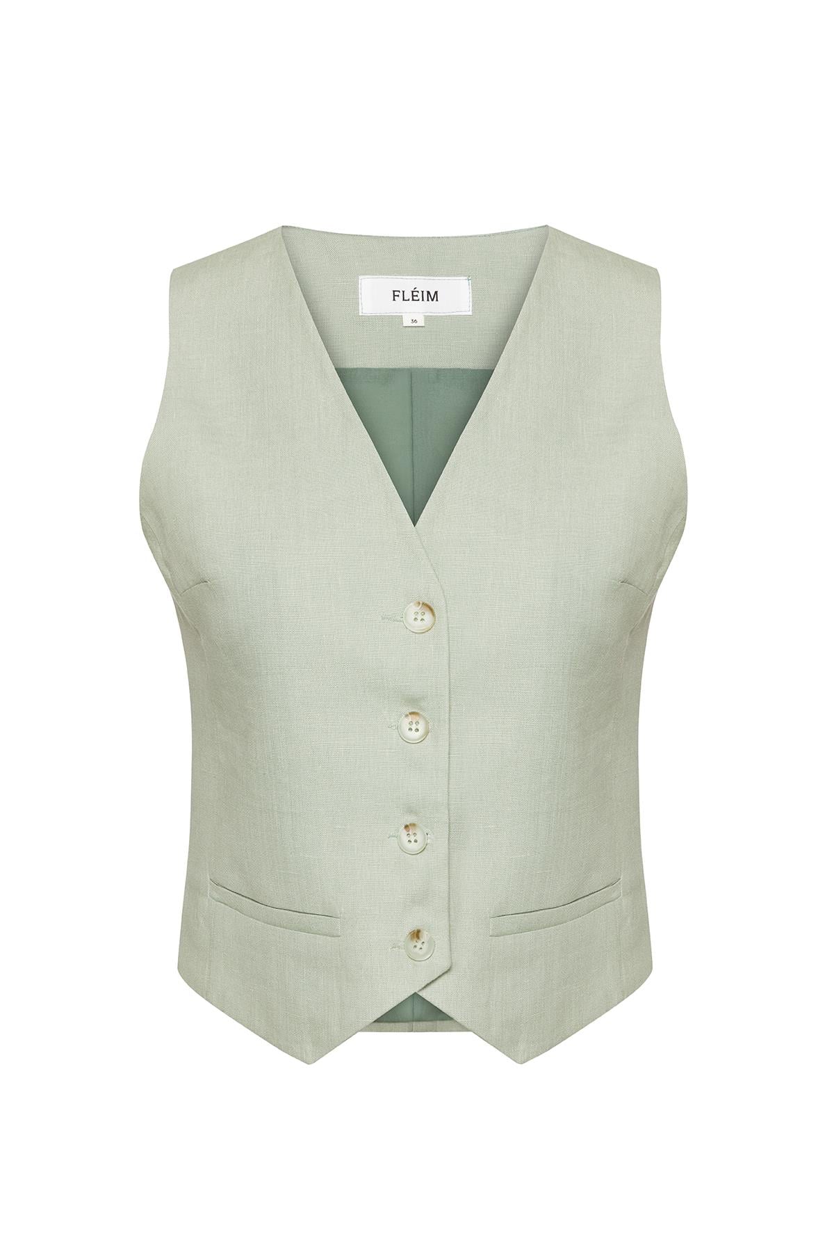 Linen Vest Sage