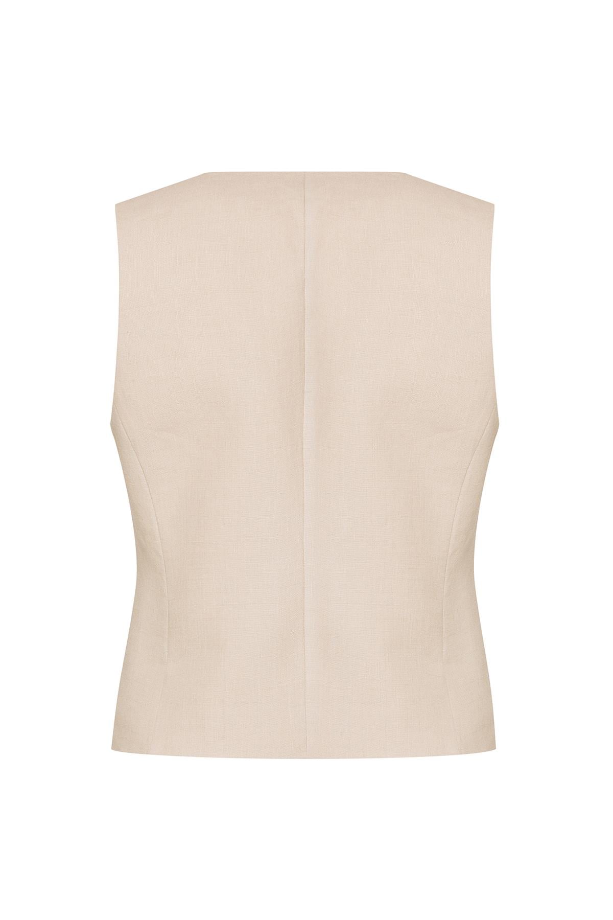 Linen Vest Sand 