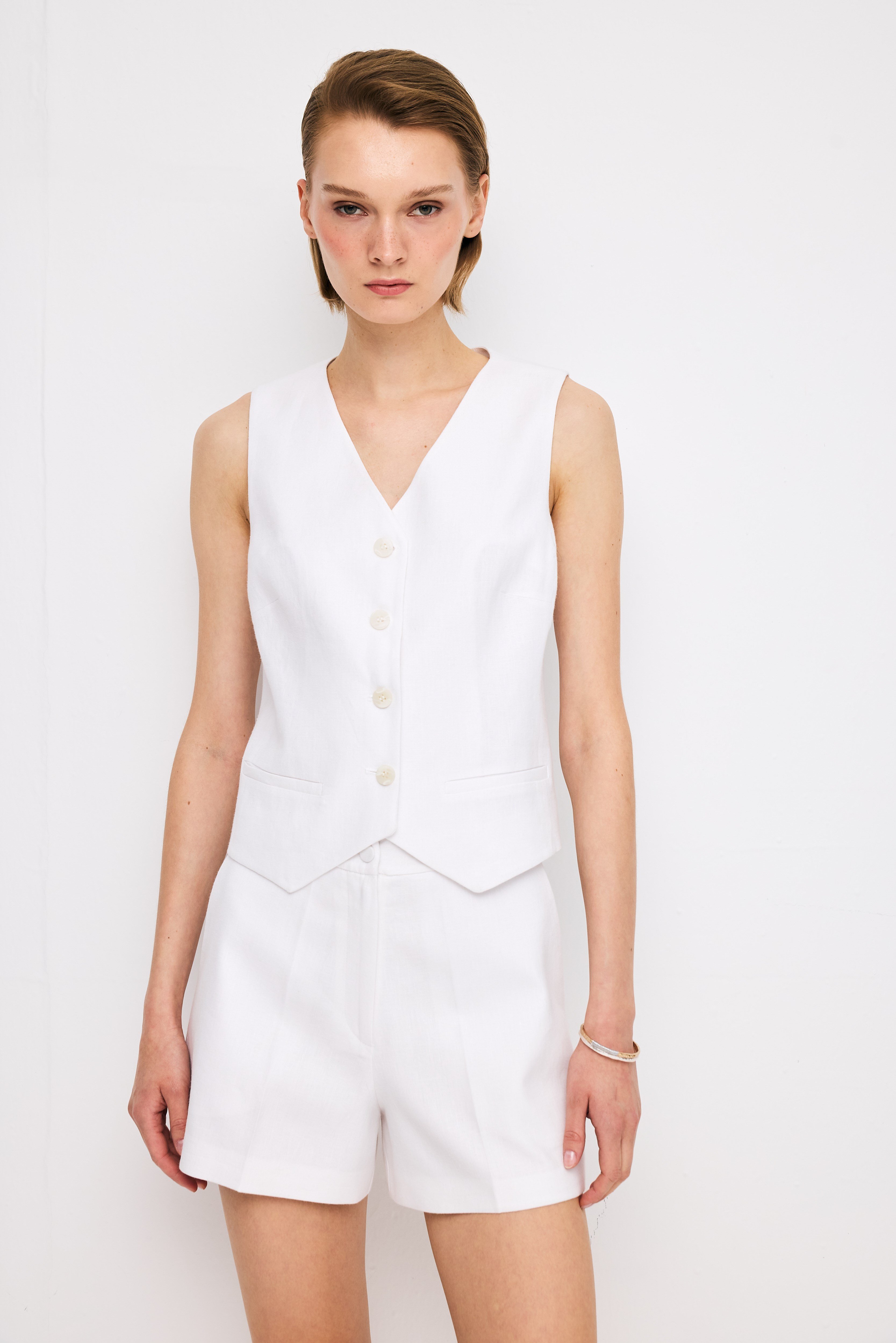 Linen White Vest