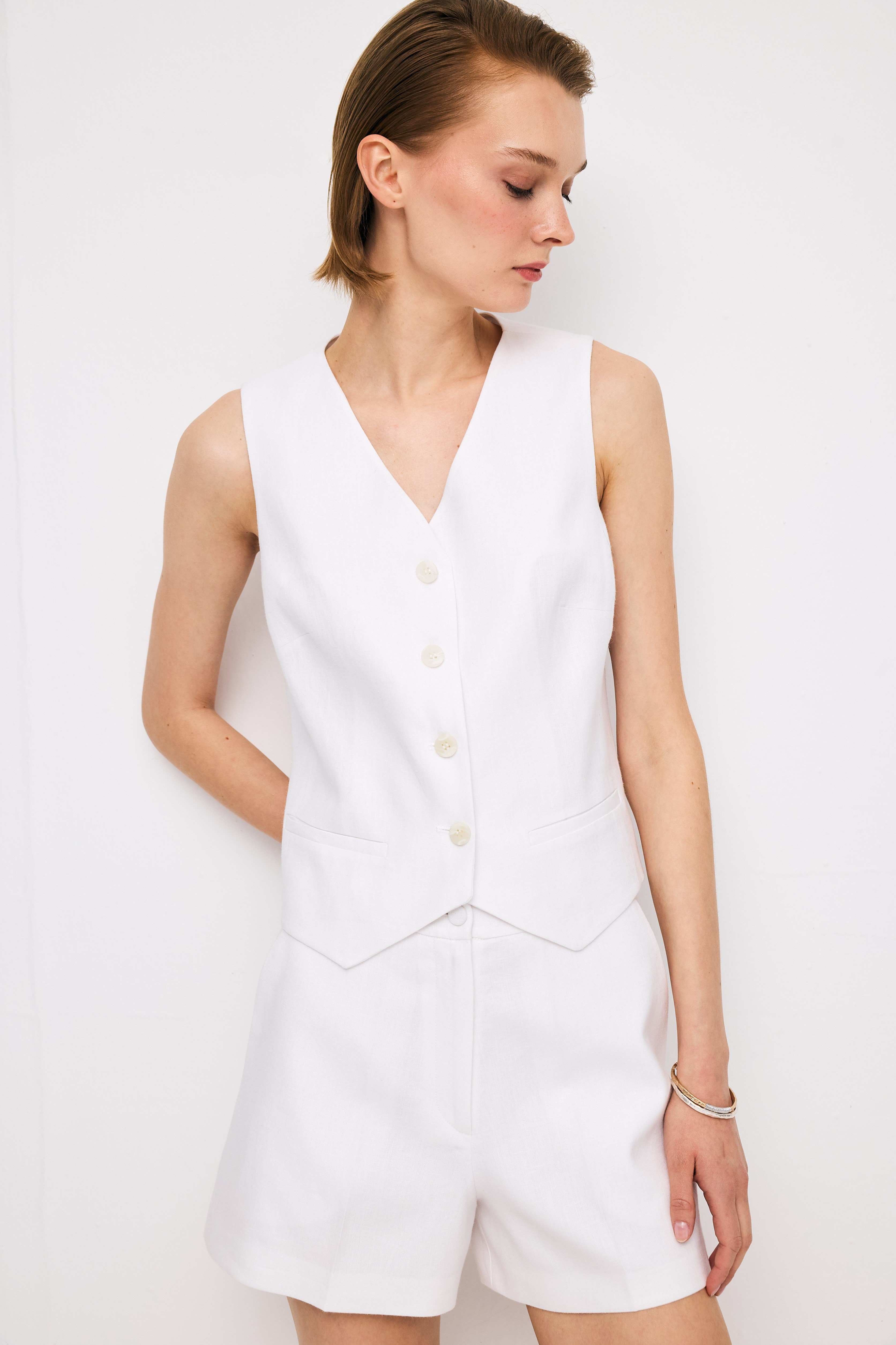 Linen White Vest