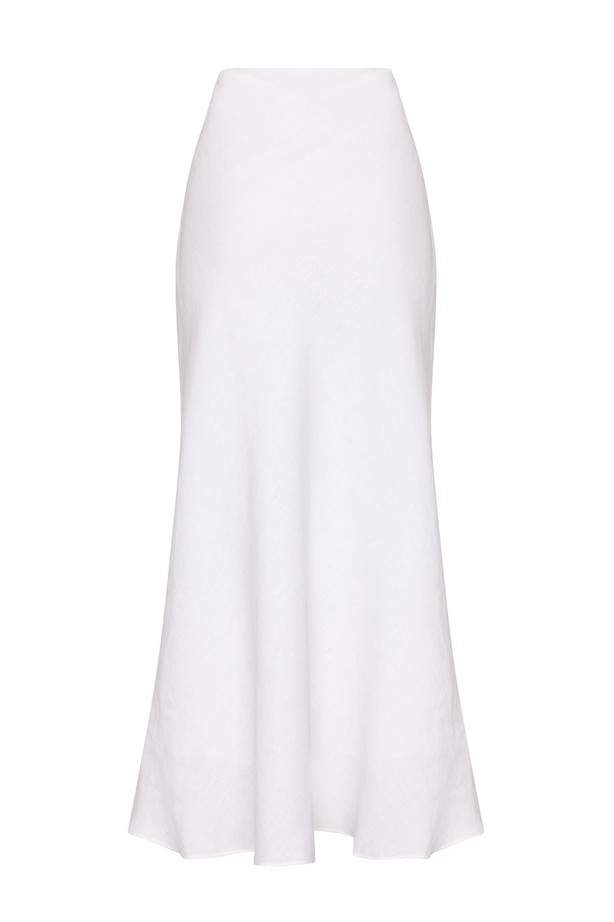 Midi Linen White Skirt