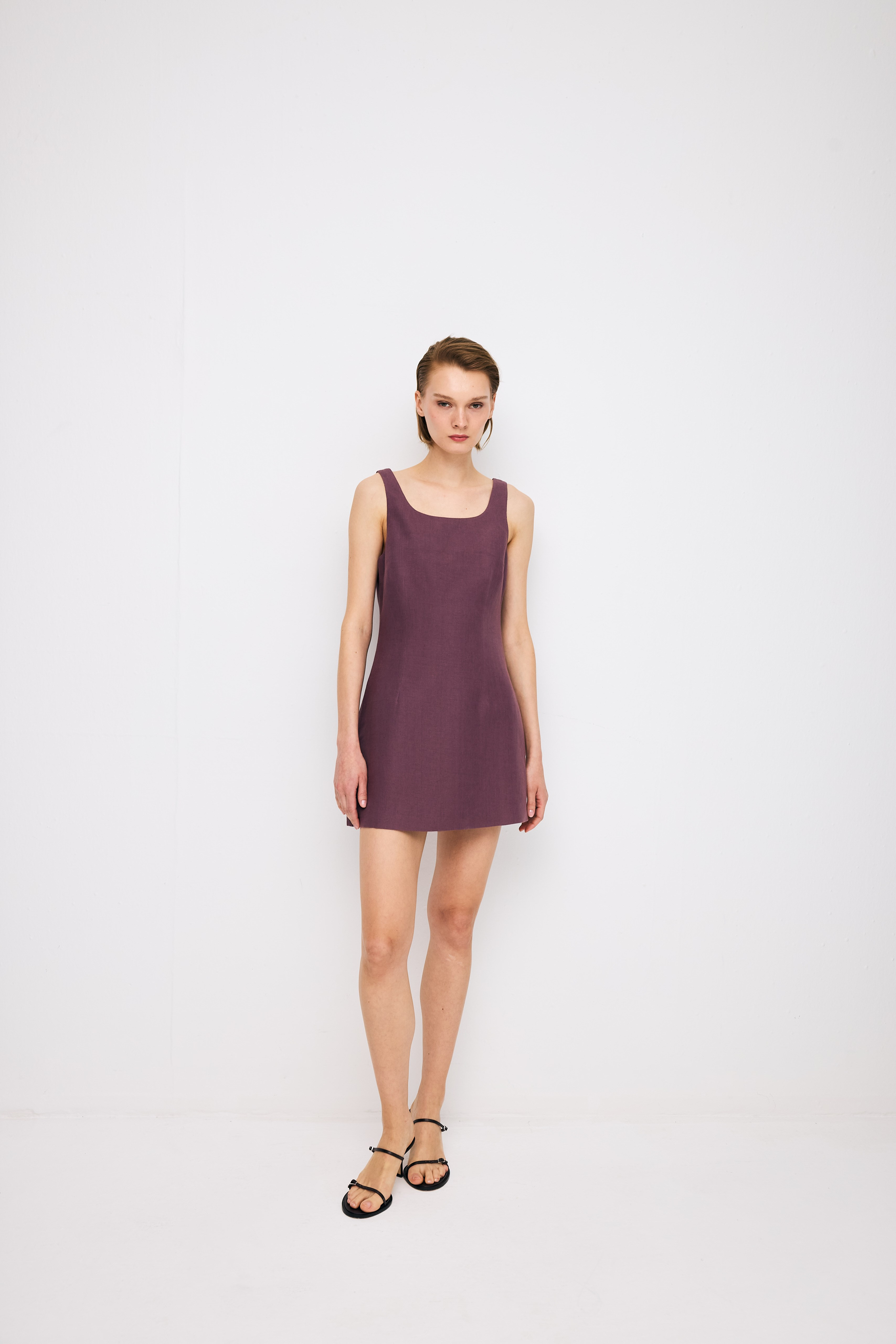 Mini Linen Plum Dress