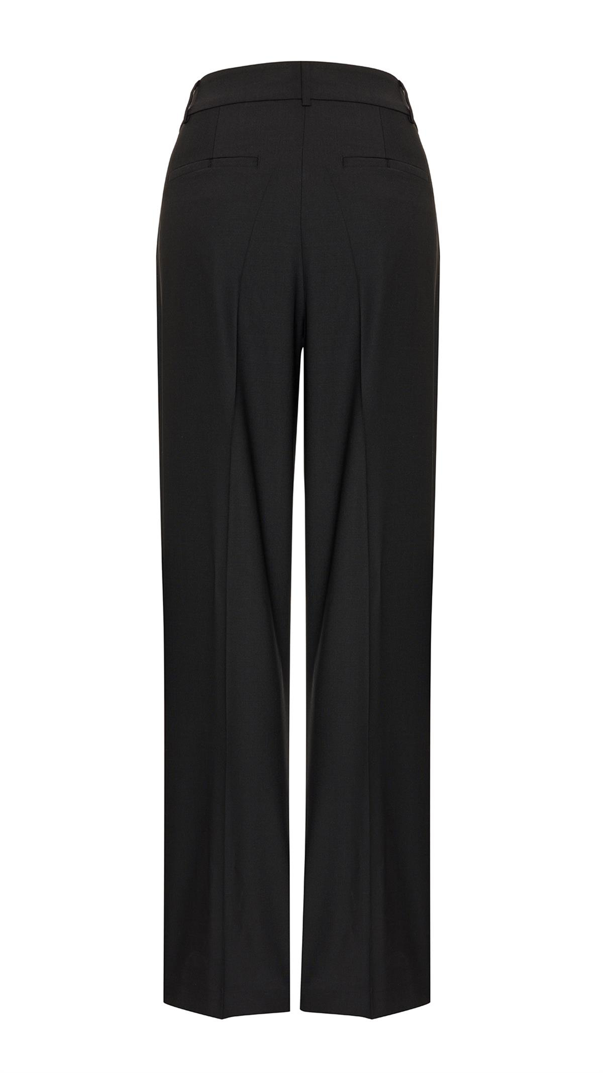 Plated Wool Black Pants