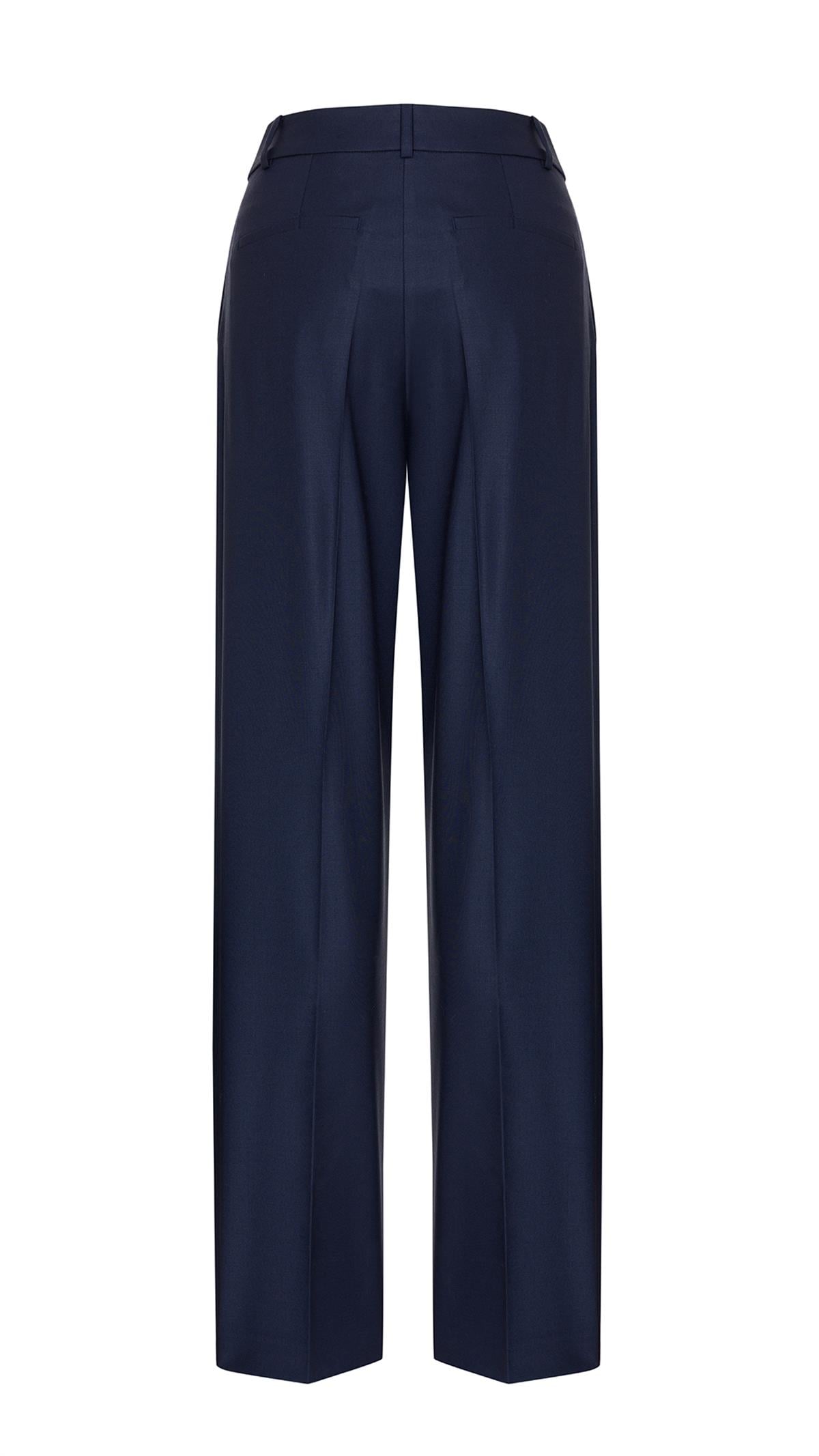 Plated Wool Dark Blue Pants