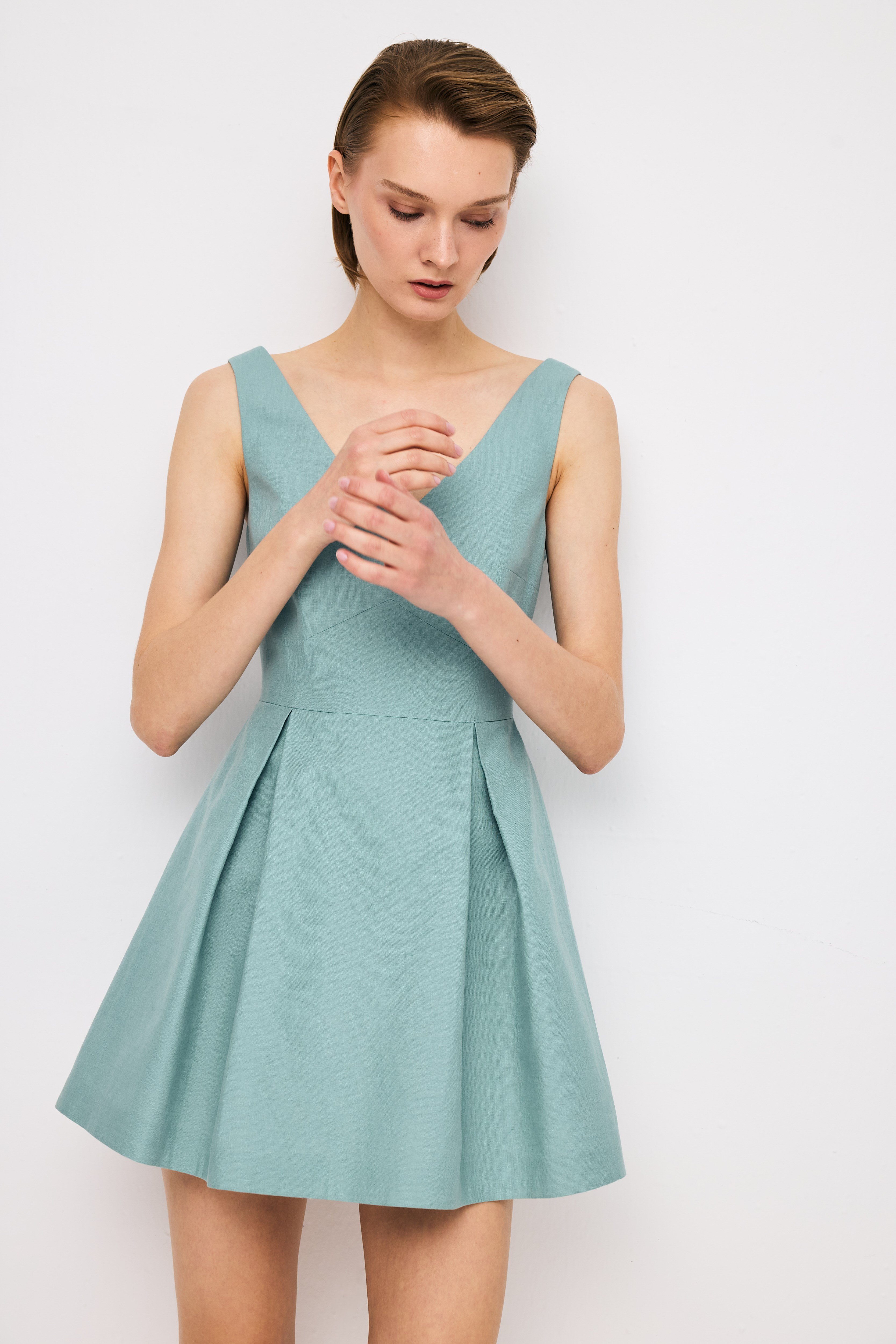 Pleated Mint Dress