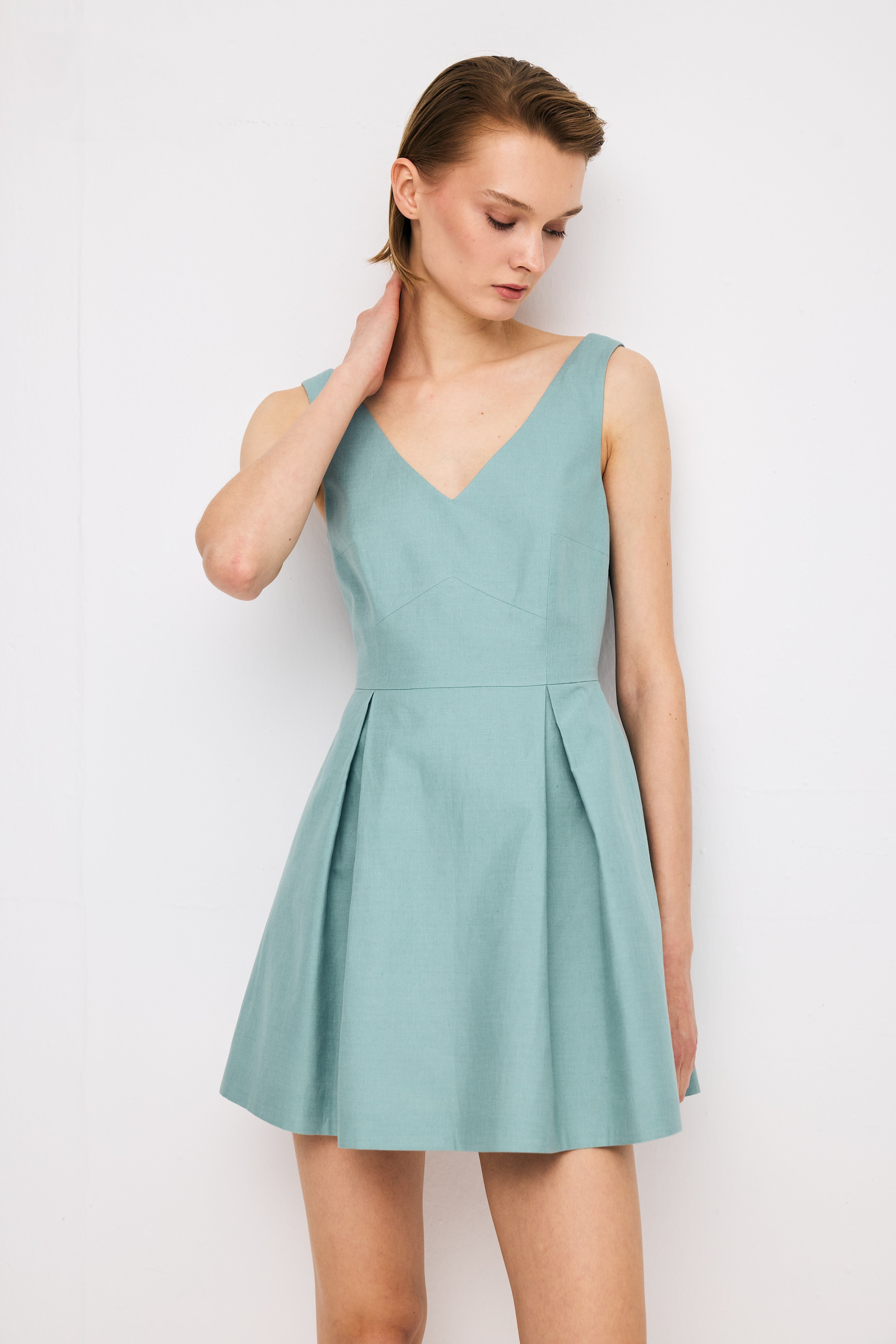 Pleated Mint Dress