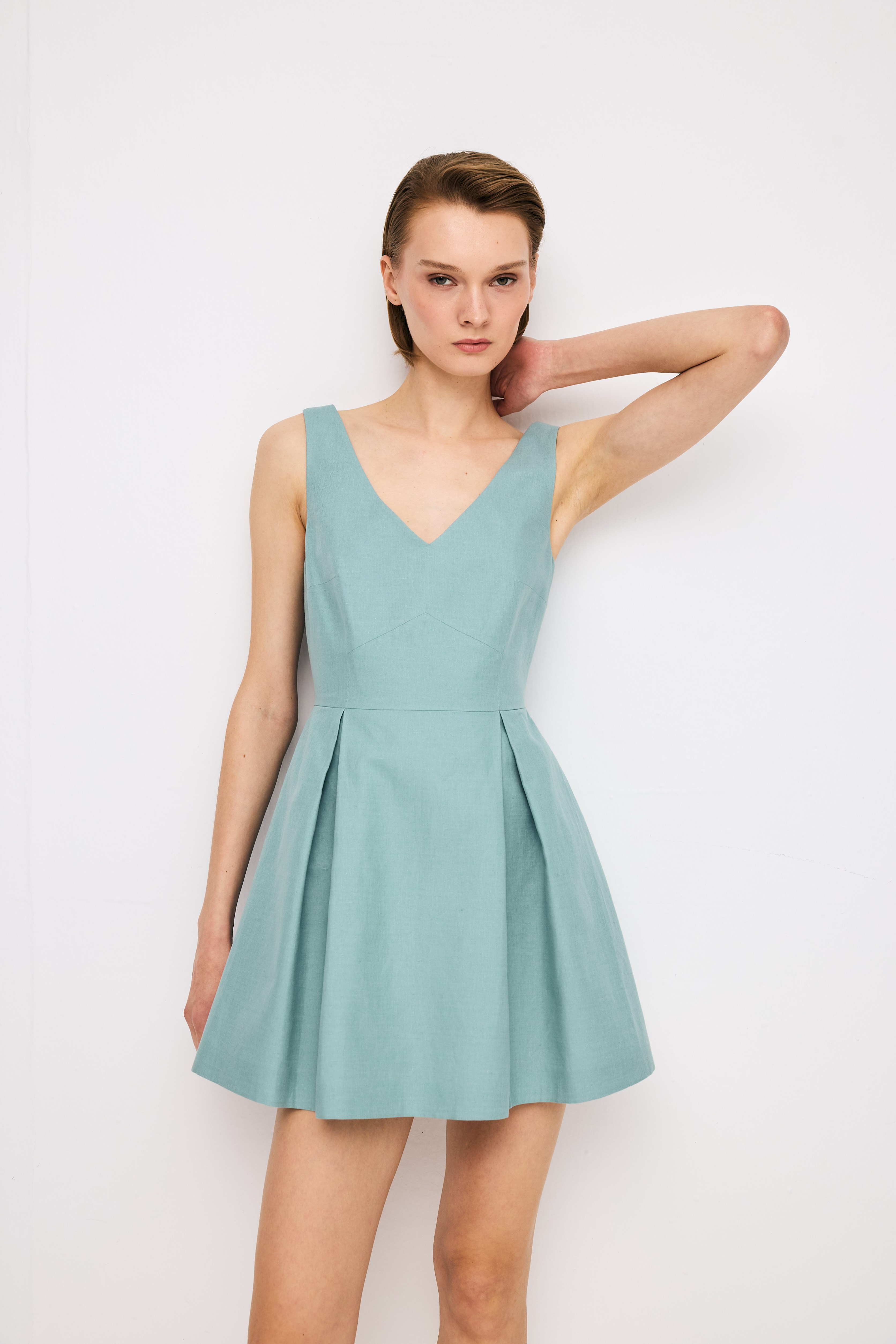 Pleated Mint Dress