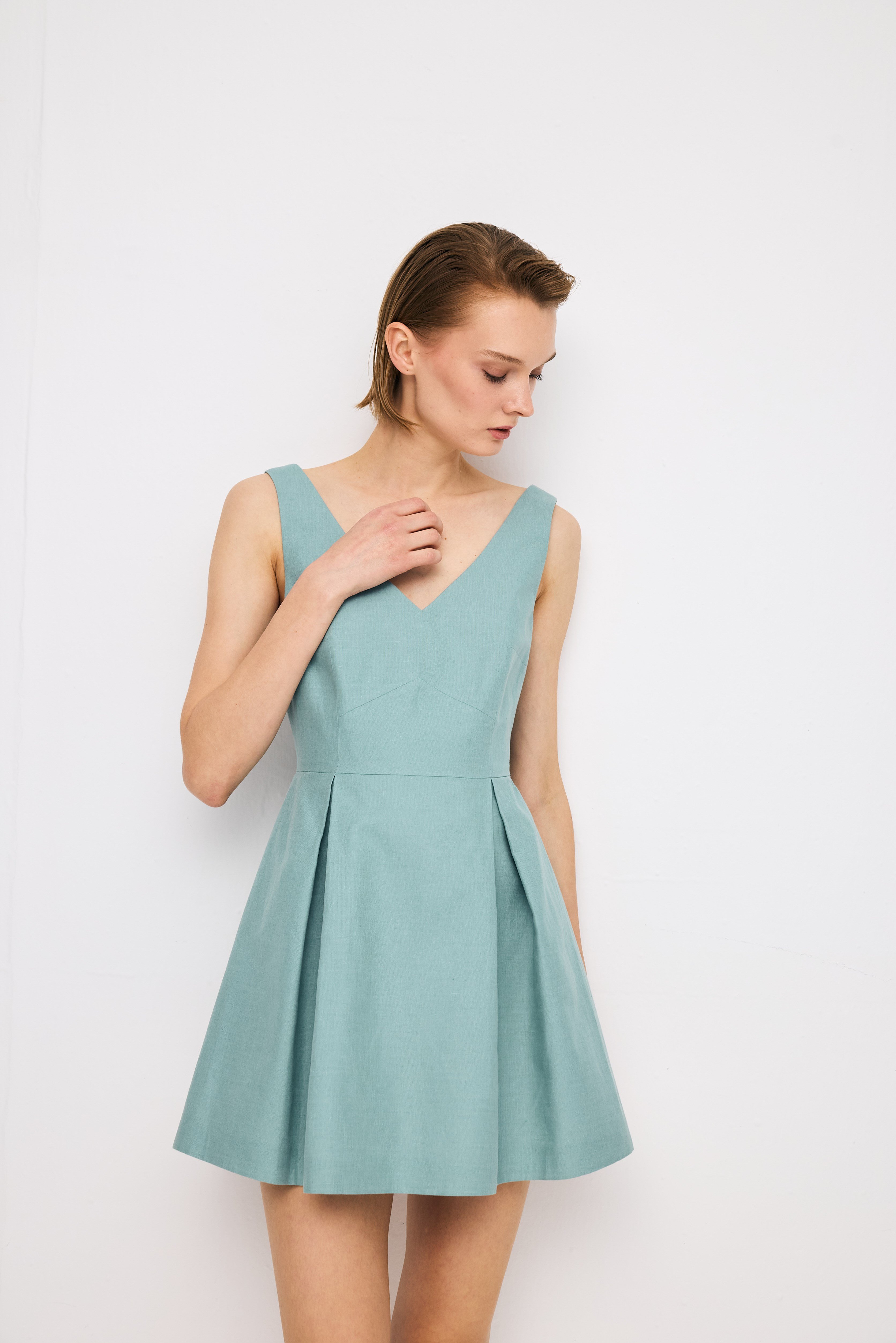 Pleated Mint Dress
