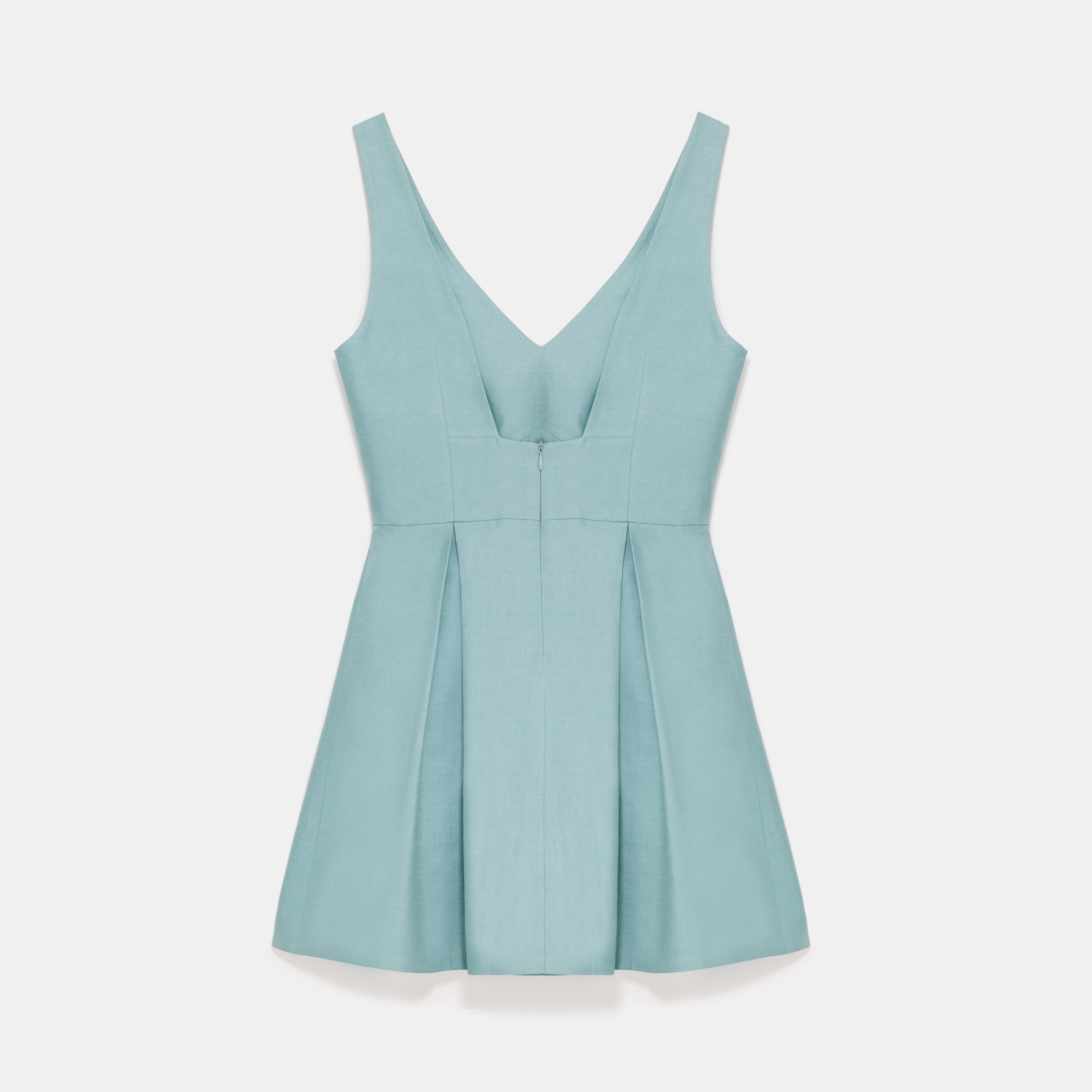 Pleated Mint Linen Dress
