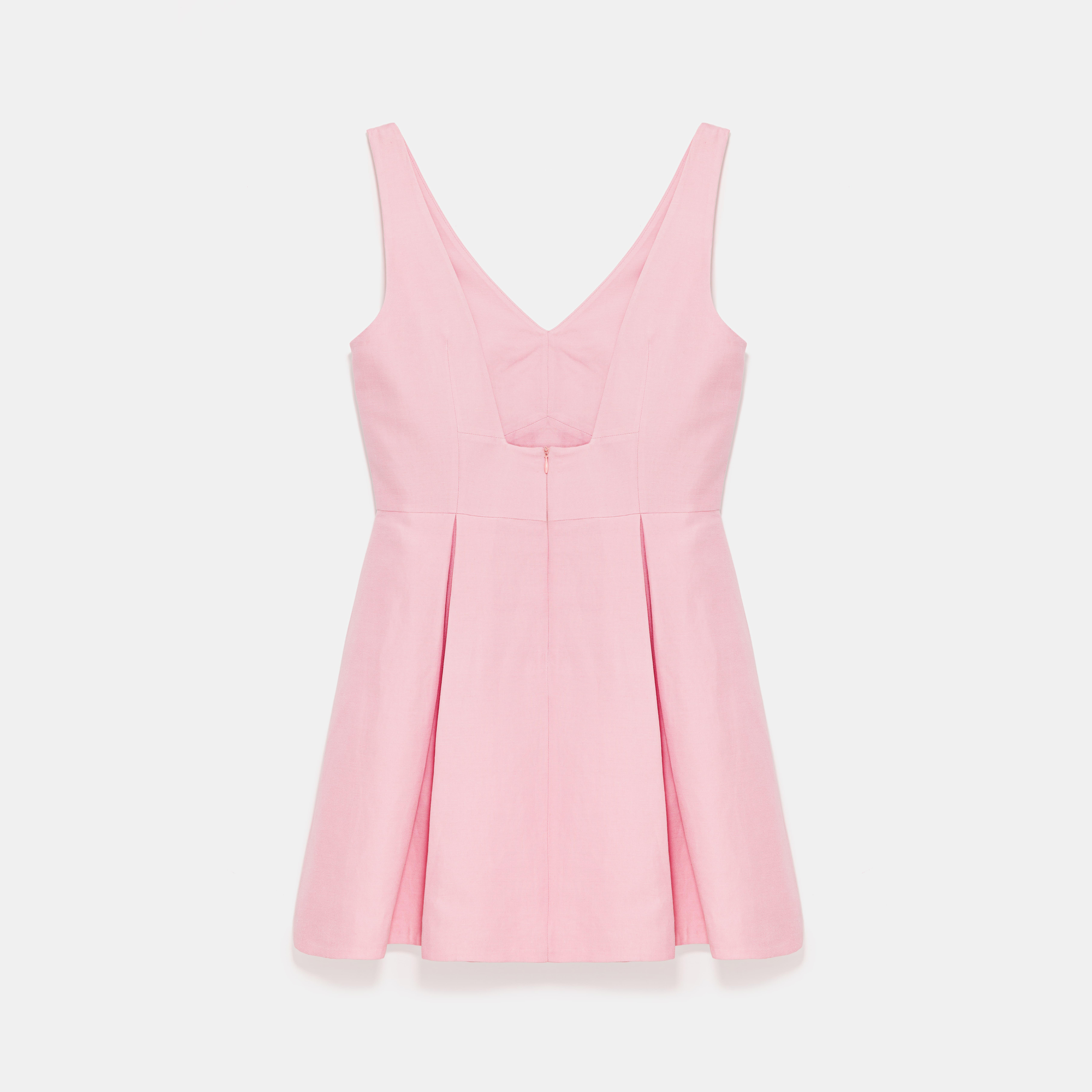 Pleated Pink Linen Dress