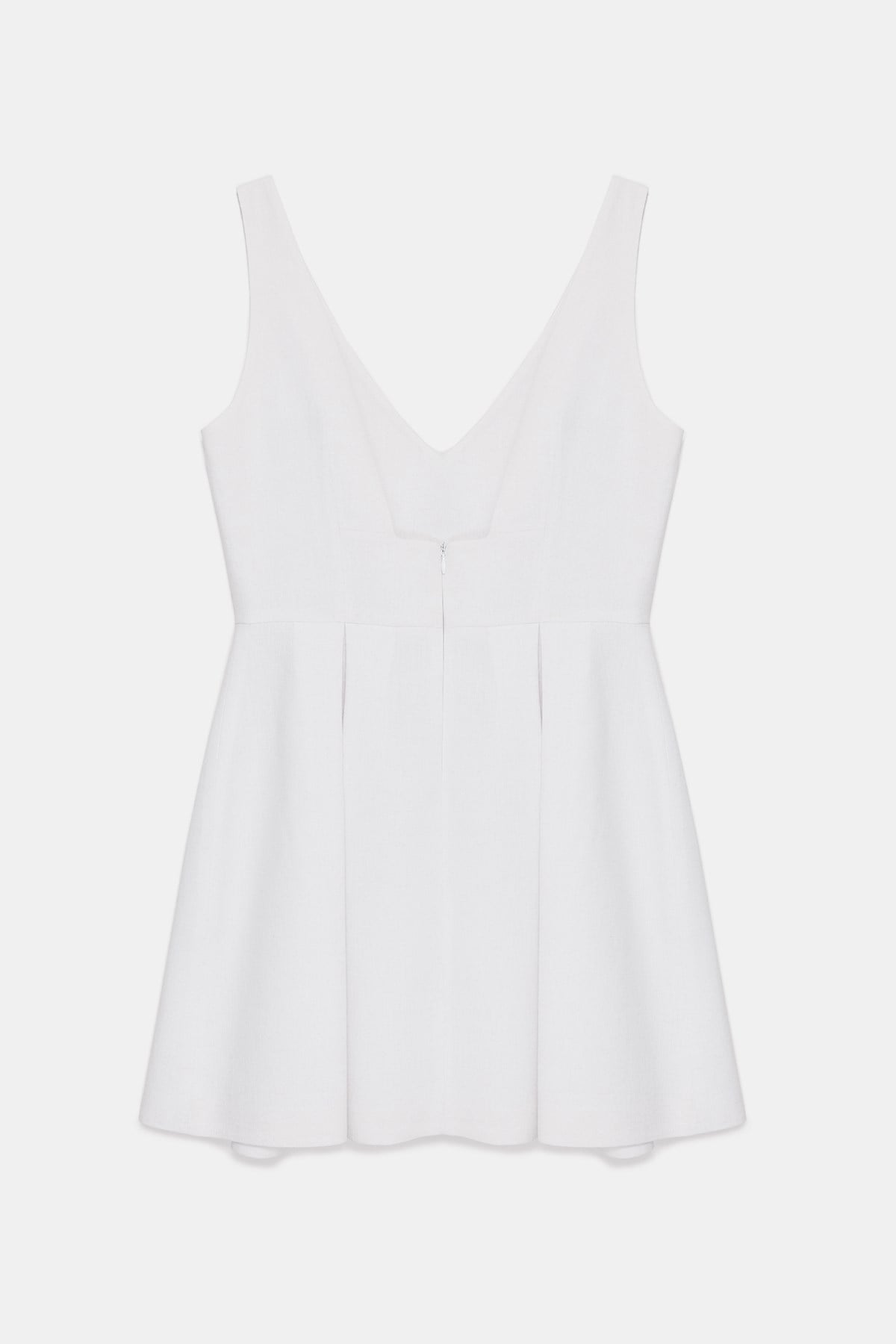 Pleated White Linen Dress