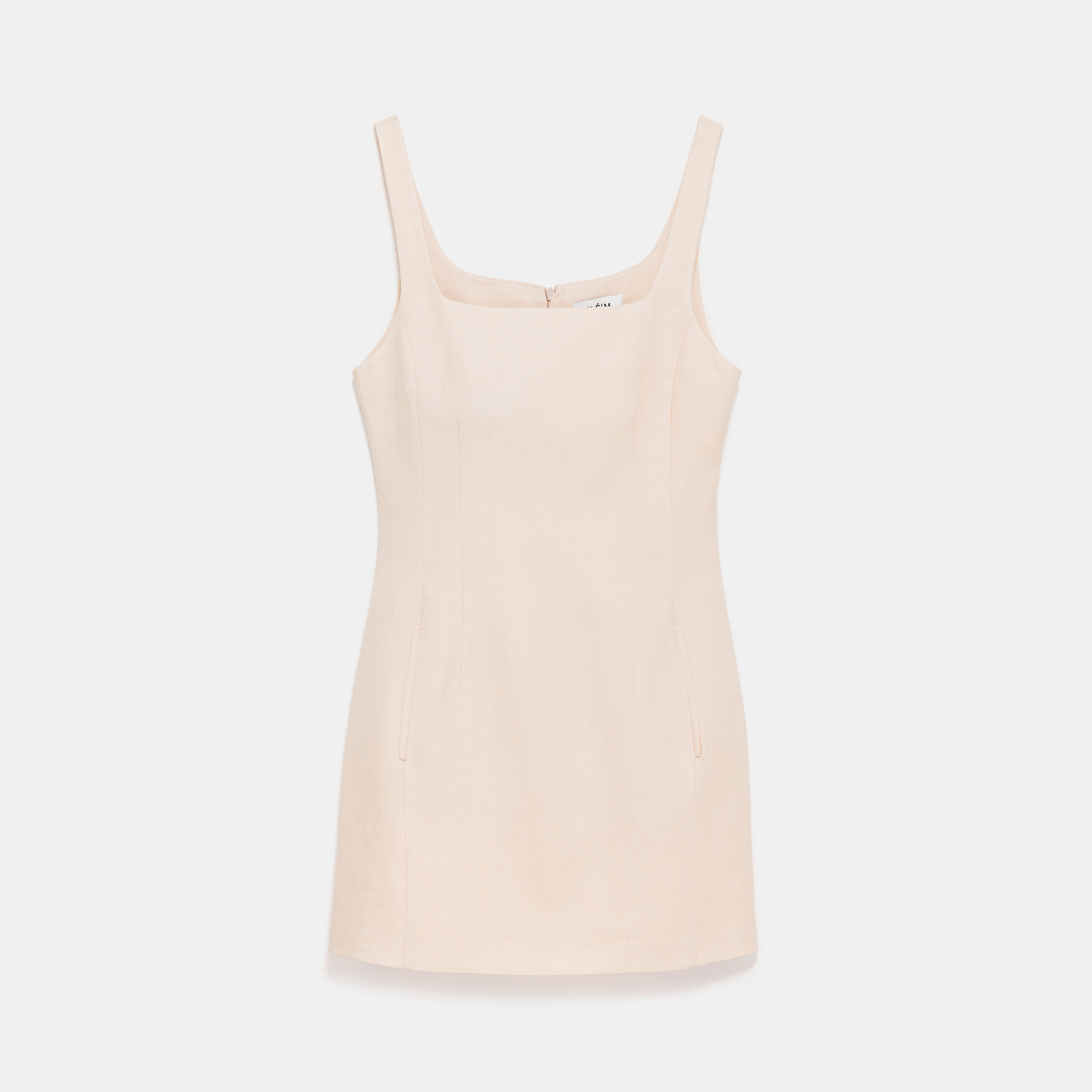 Square Neck Beige Dress
