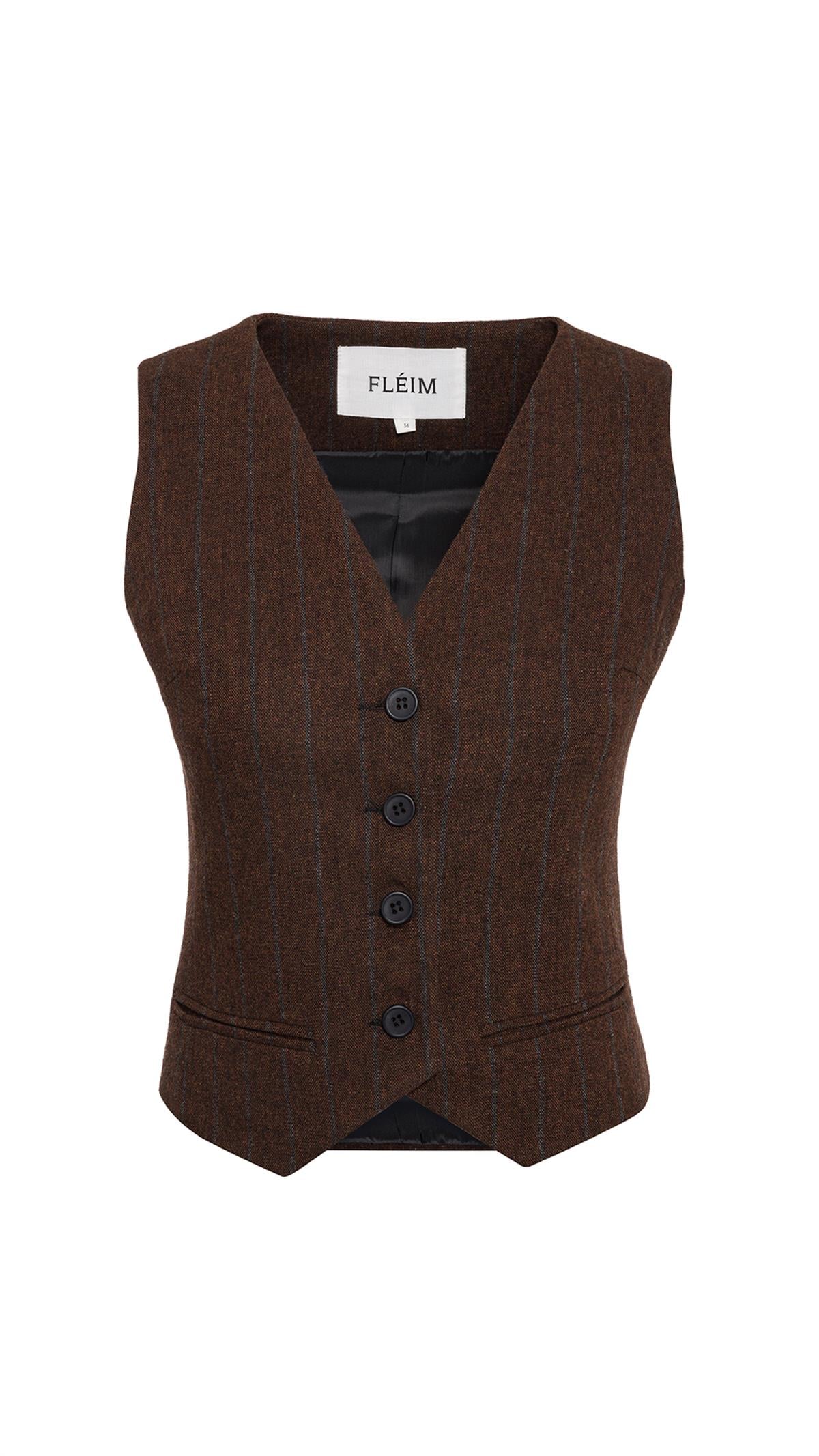 Striped Dark Brown Wool Vest
