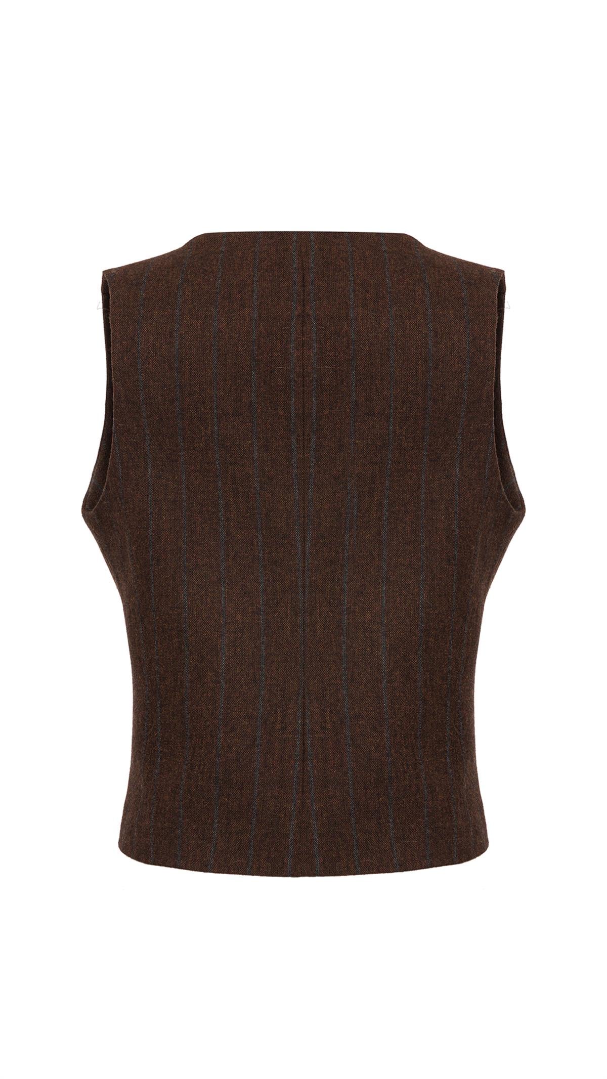 Striped Dark Brown Wool Vest
