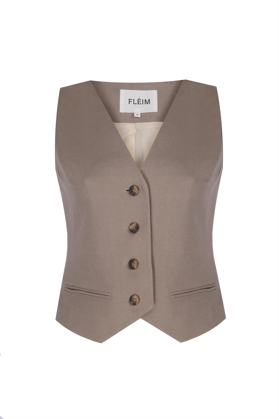Taupe Linen Vest