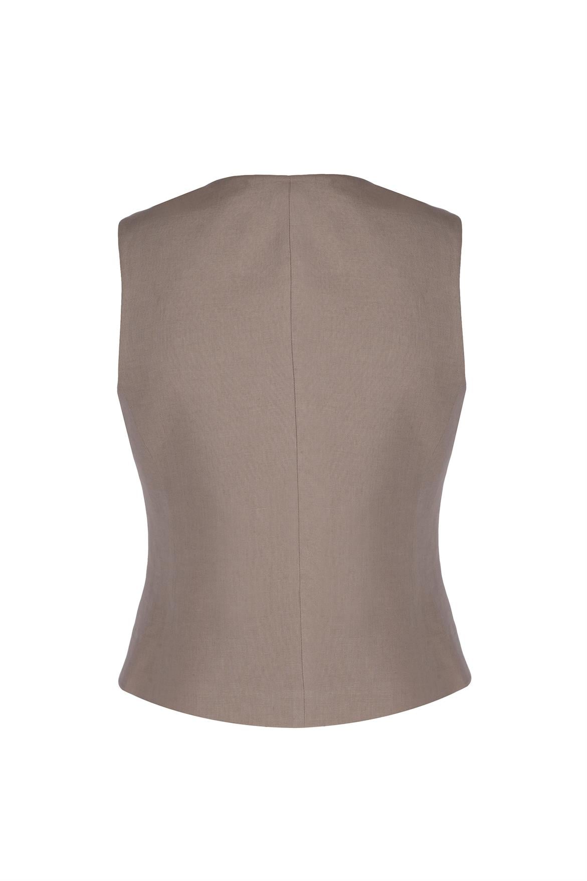 Taupe Linen Vest