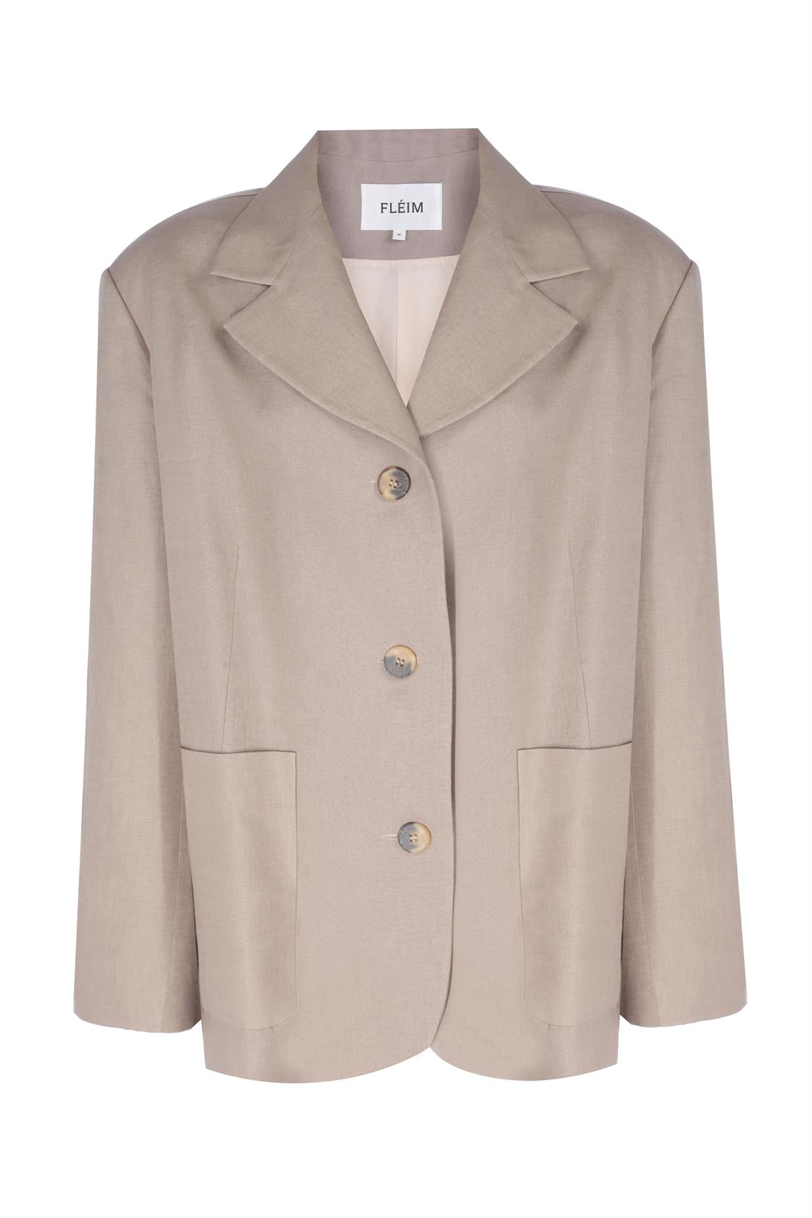 Taupe Oversize Linen Blazer