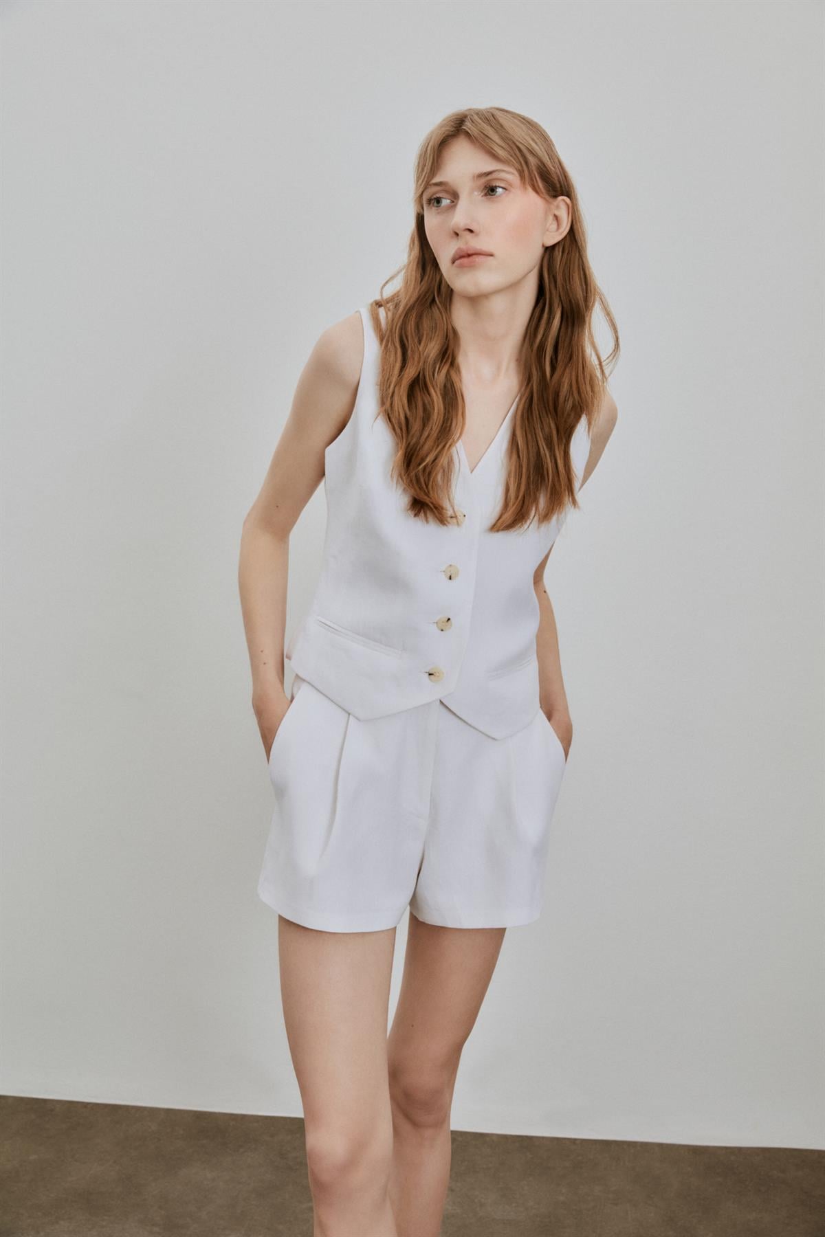 White Linen Shorts