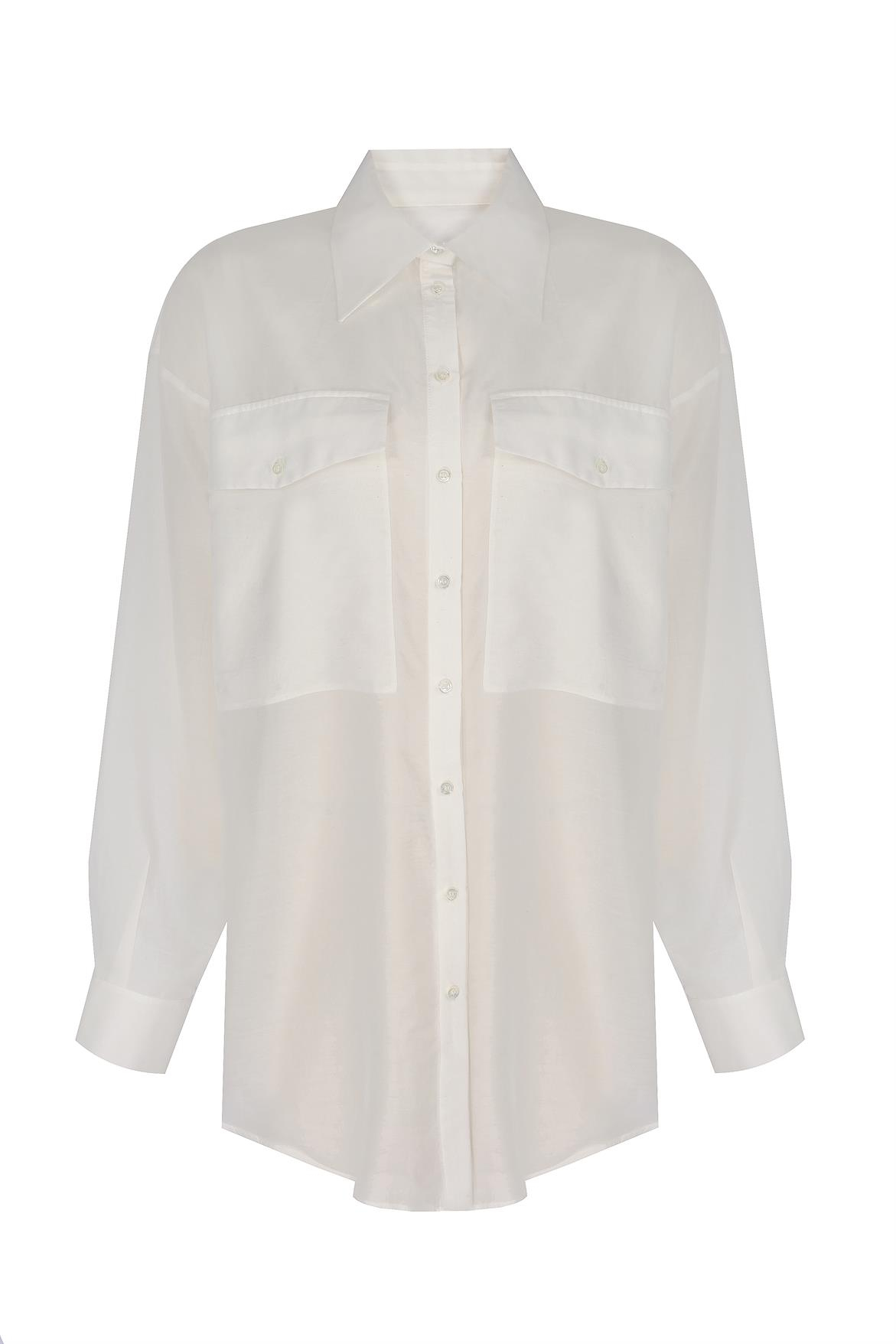 White Oversize Silk Shirt