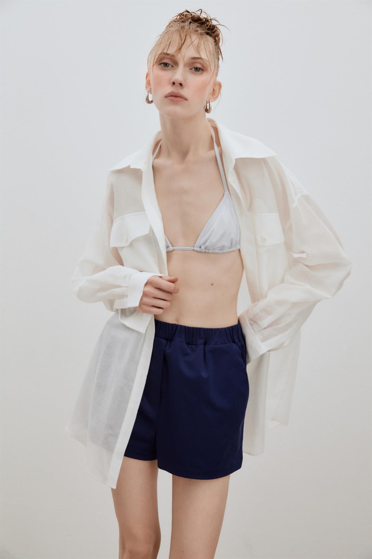 White Oversize Silk Shirt