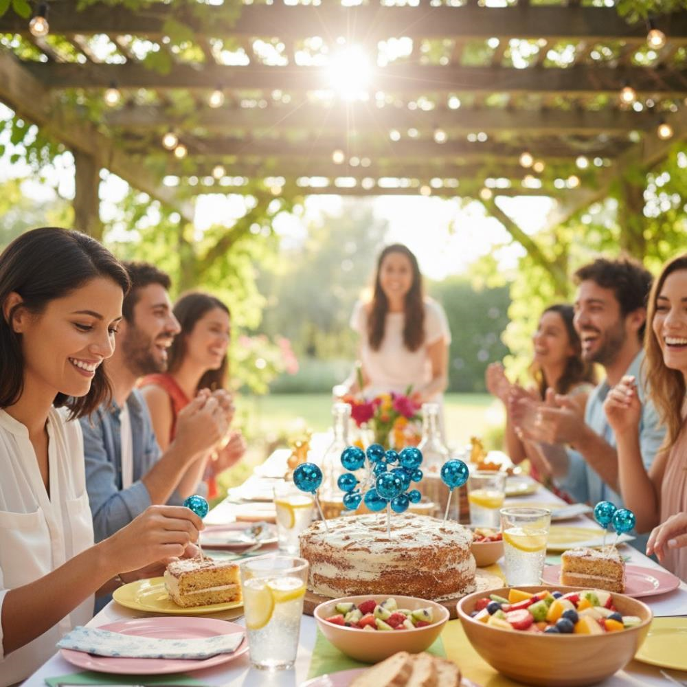 Disko Top Mavi – Pasta ve Tatlı Üzeri Dekoratif Süs (12’li Set)
