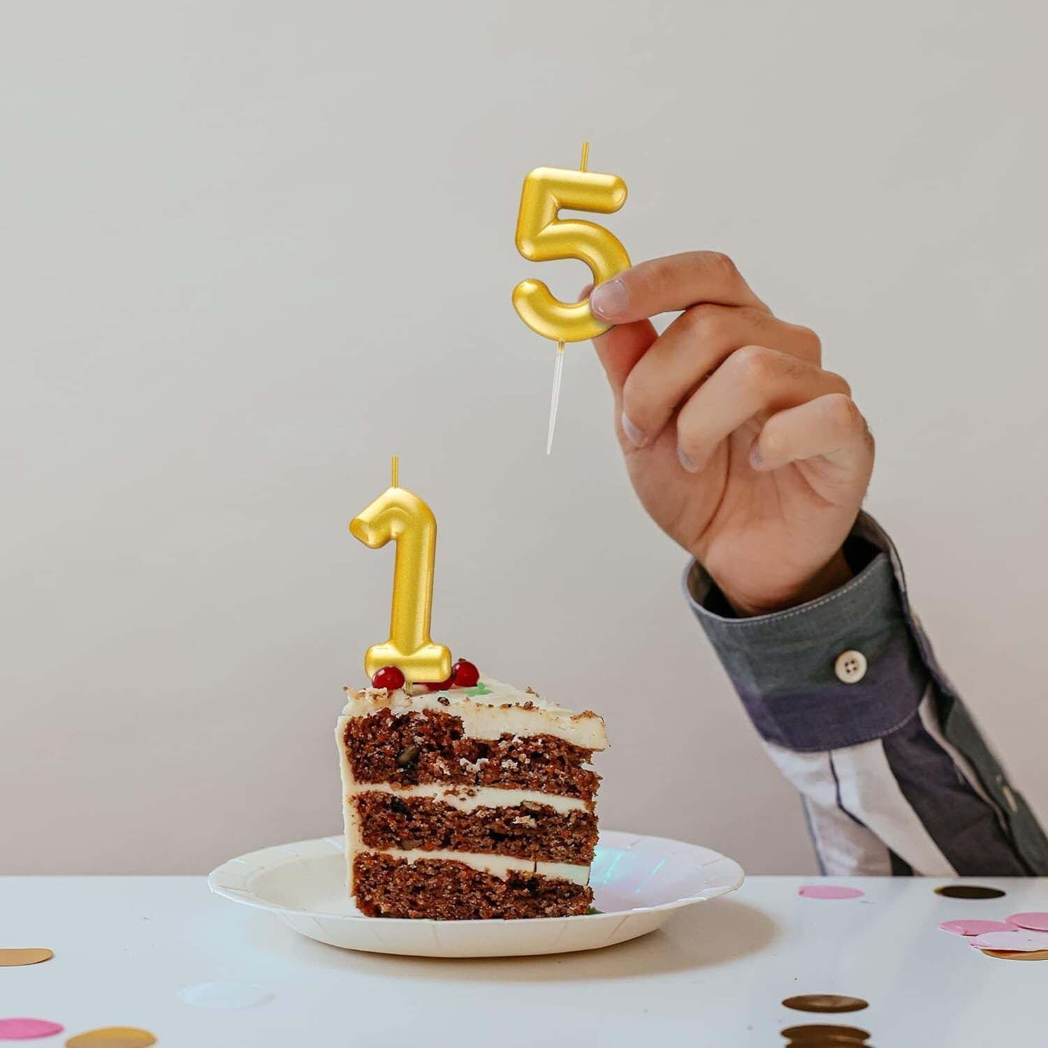 Gold Renkli Rakamlı Doğum Günü Pastası Yaş Mumu – 6 Yaş
