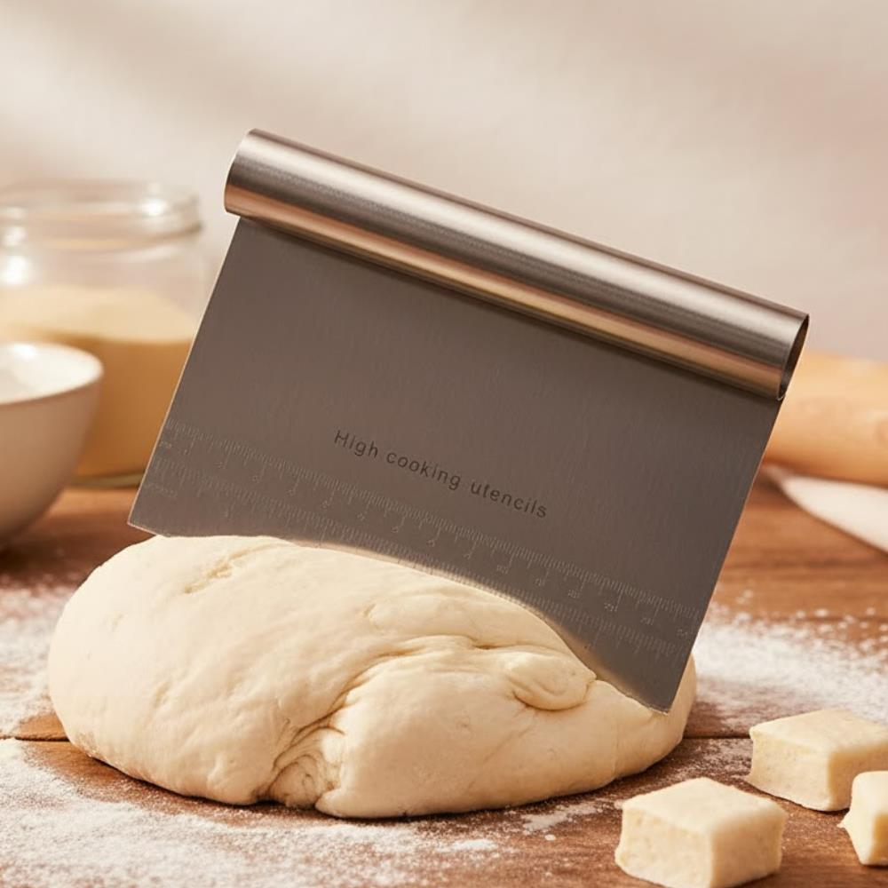 Hamur Kazıyıcı & Kesici 15 cm | 1. Kalite Ölçü Cetvelli Profesyonel Hamur Spatulası