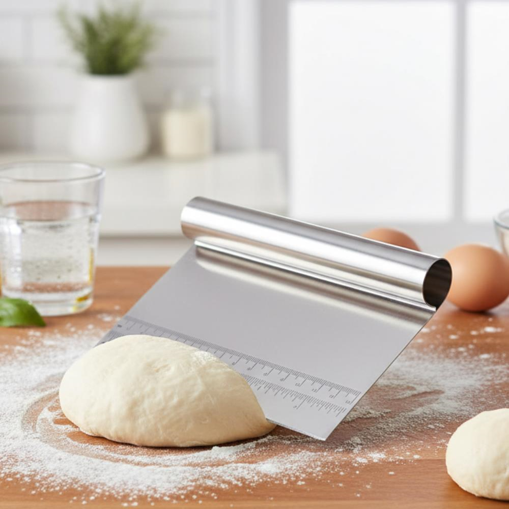 Hamur Kazıyıcı & Kesici 15 cm | 1. Kalite Ölçü Cetvelli Profesyonel Hamur Spatulası