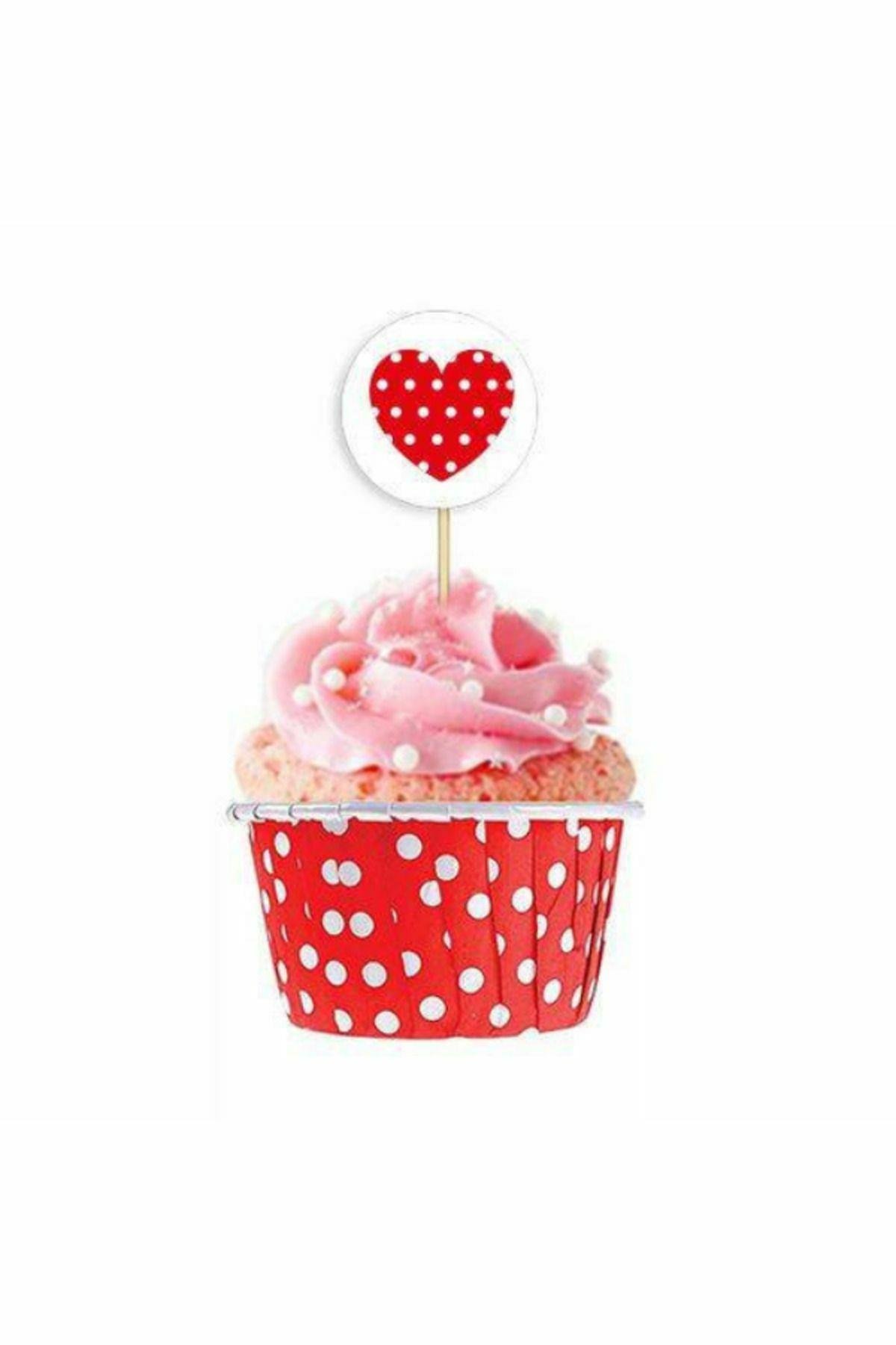 Kırmızı Puantiyeli Muffin Kağıt Kapsül 25 Adet 50x39 Mm