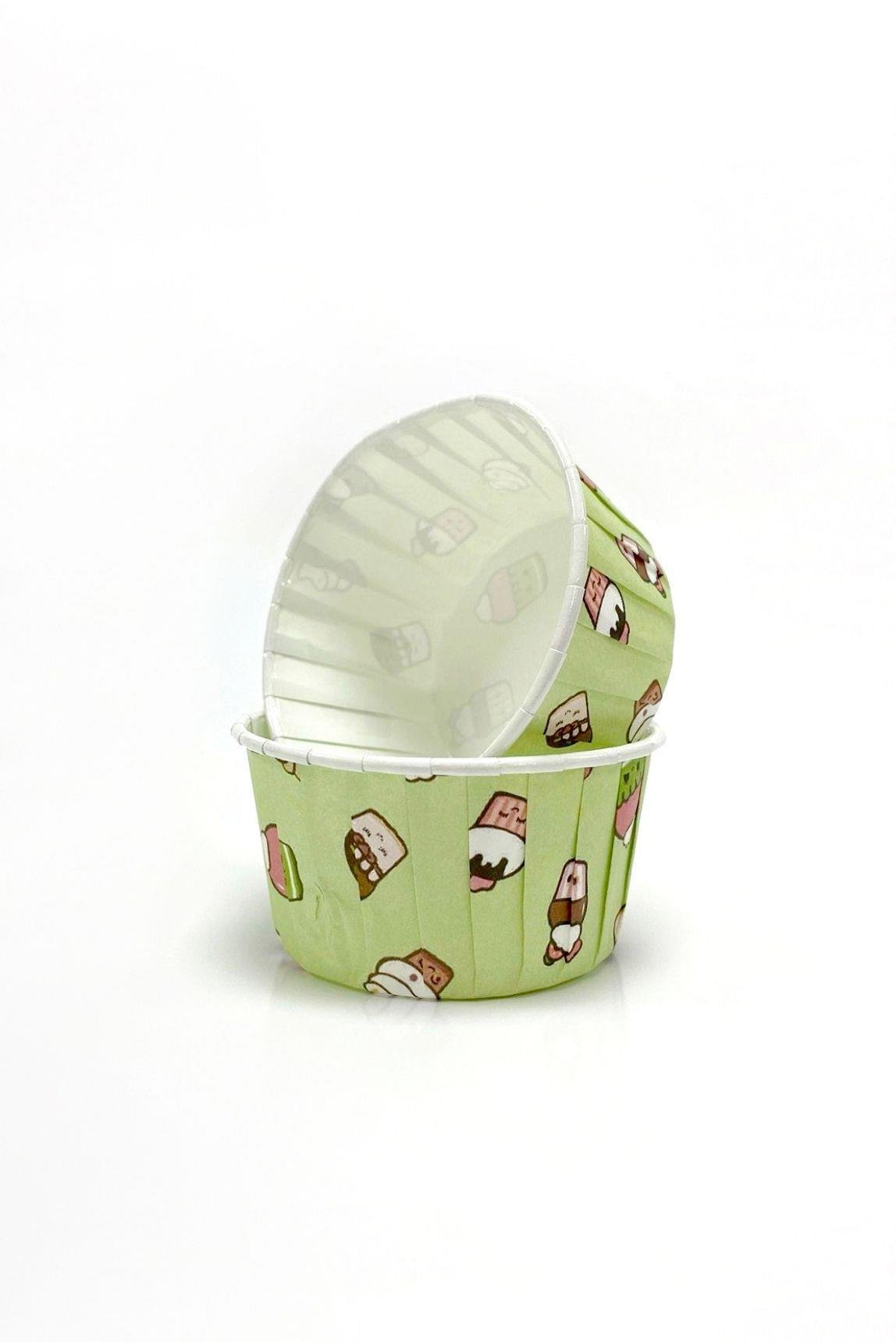 Mint Yeşili Dondurma Desenli Kek Kapsülü 50 Adet | Renkli Muffin Cupcake Kağıdı – 50x39 mm