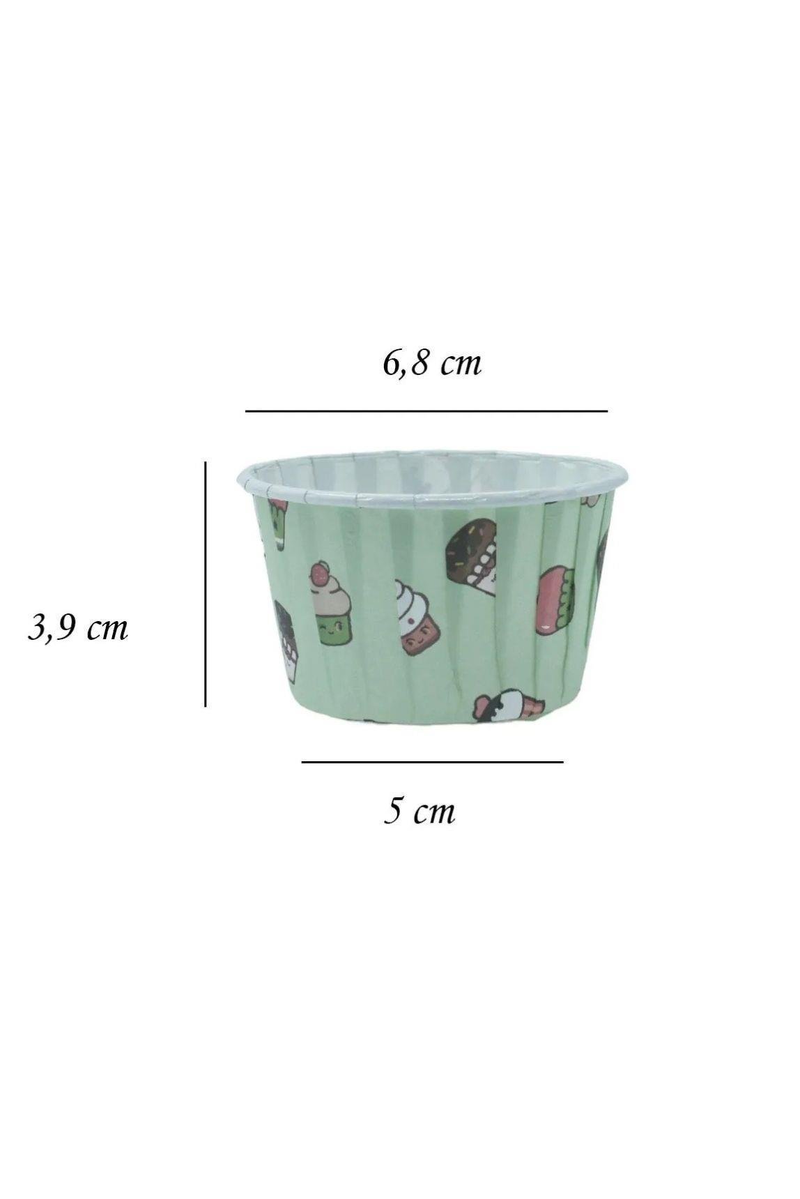 Mint Yeşili Dondurma Desenli Kek Kapsülü 50 Adet | Renkli Muffin Cupcake Kağıdı – 50x39 mm