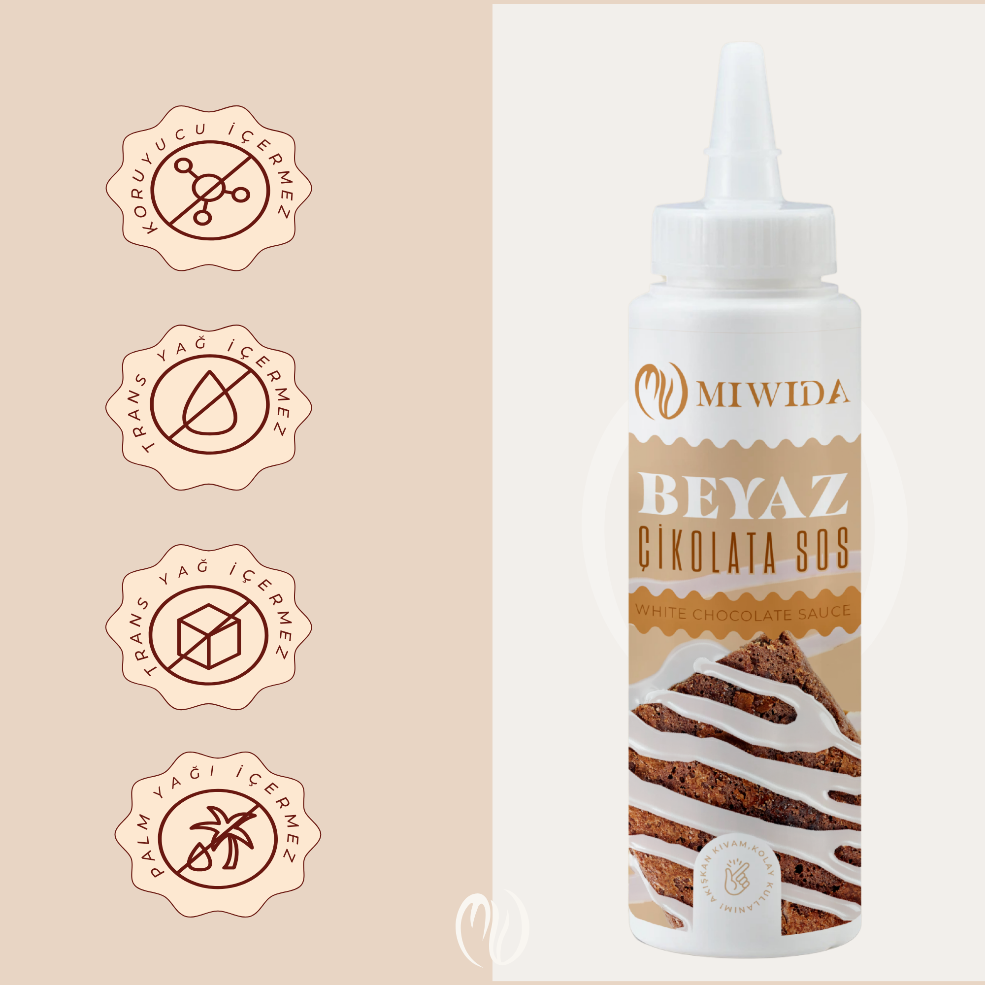 MİWİDA Beyaz Çikolata Sos - Pratik Waffle, Pankek,