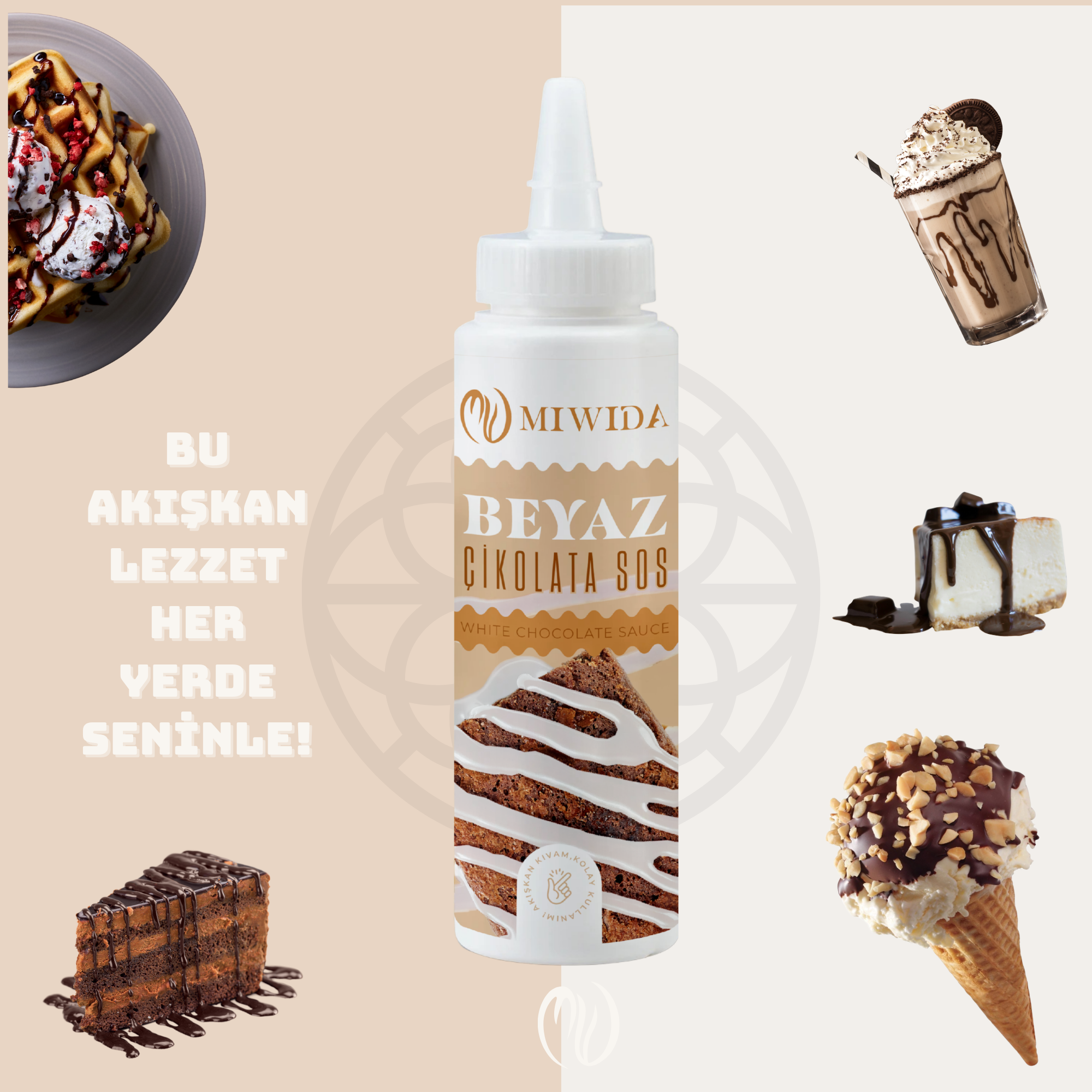 MİWİDA Beyaz Çikolata Sos - Pratik Waffle, Pankek,