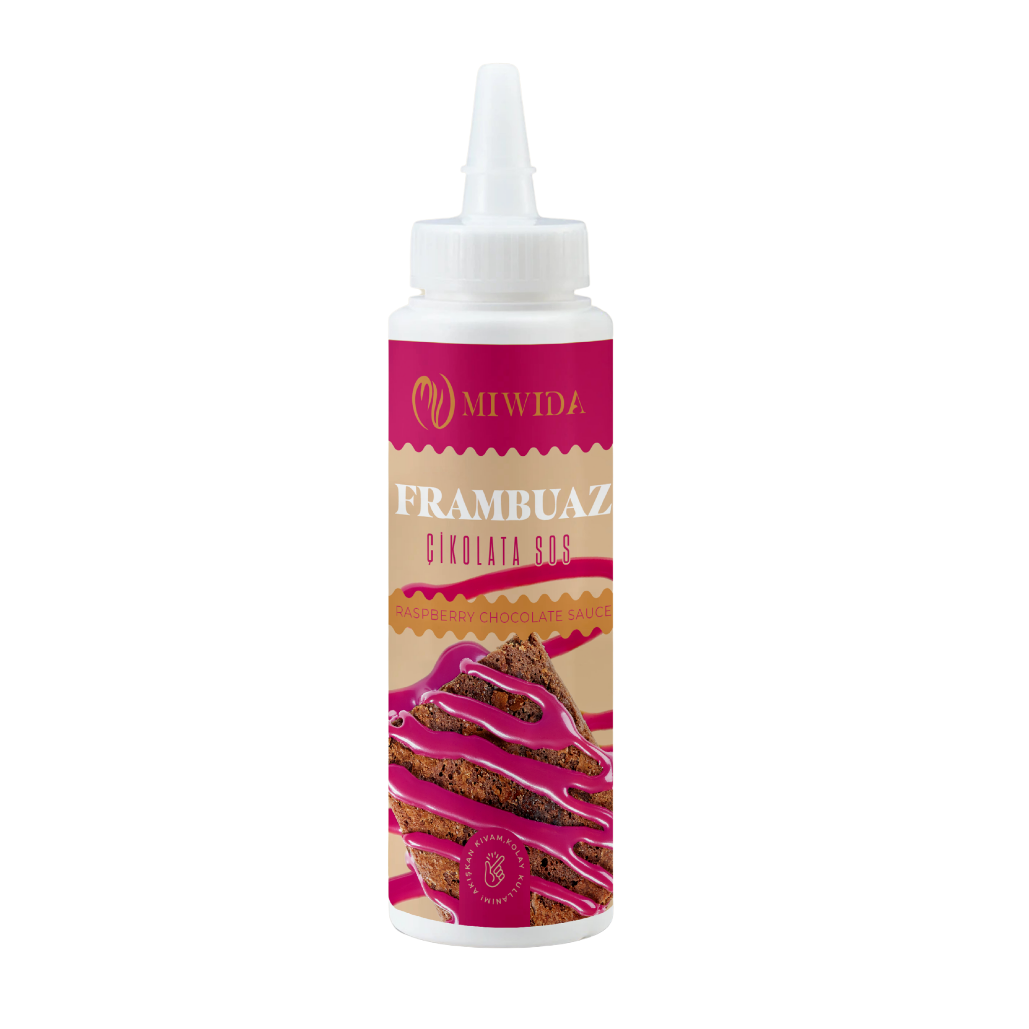 MİWİDA Frambuaz Aromalı Sos - Pratik Waffle, Pankek, Krep, Kruvasan ve Tatlı Sosu 330 Gr