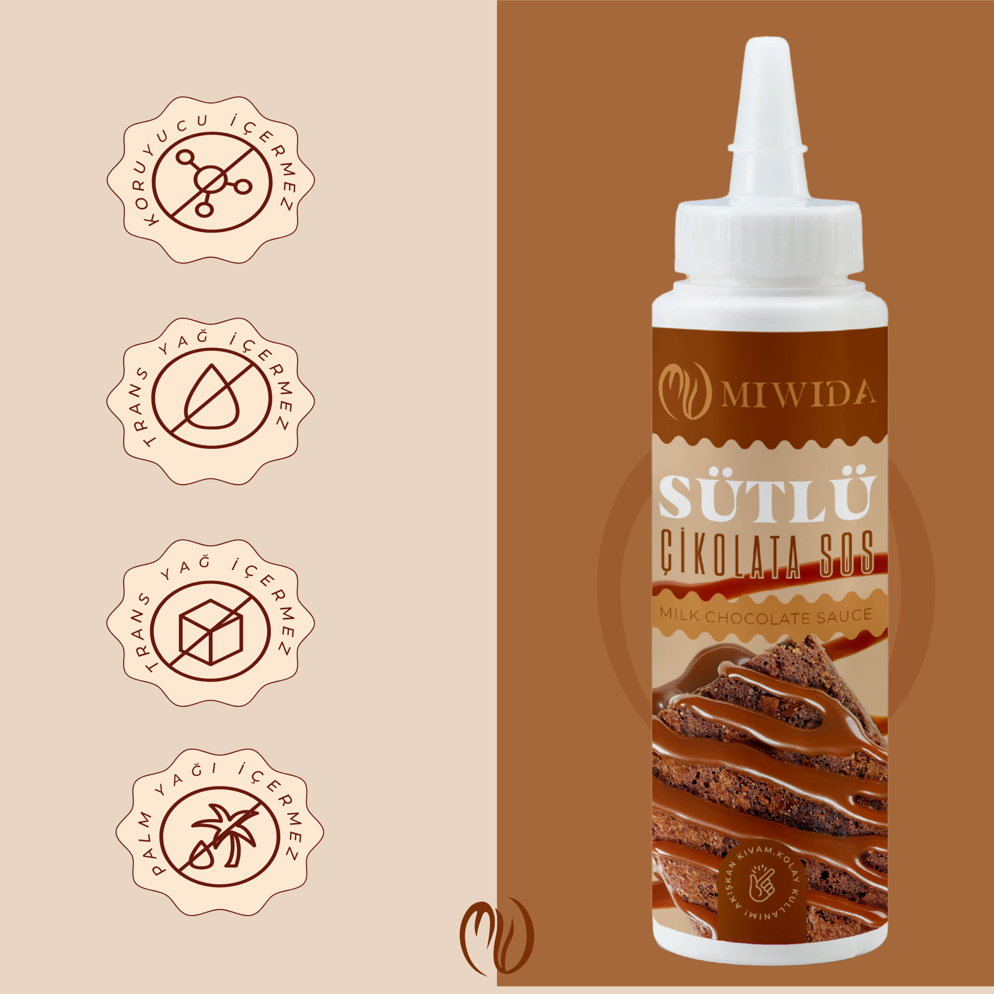 MİWİDA Sütlü Çikolata Sos - Pratik Waffle, Pankek,