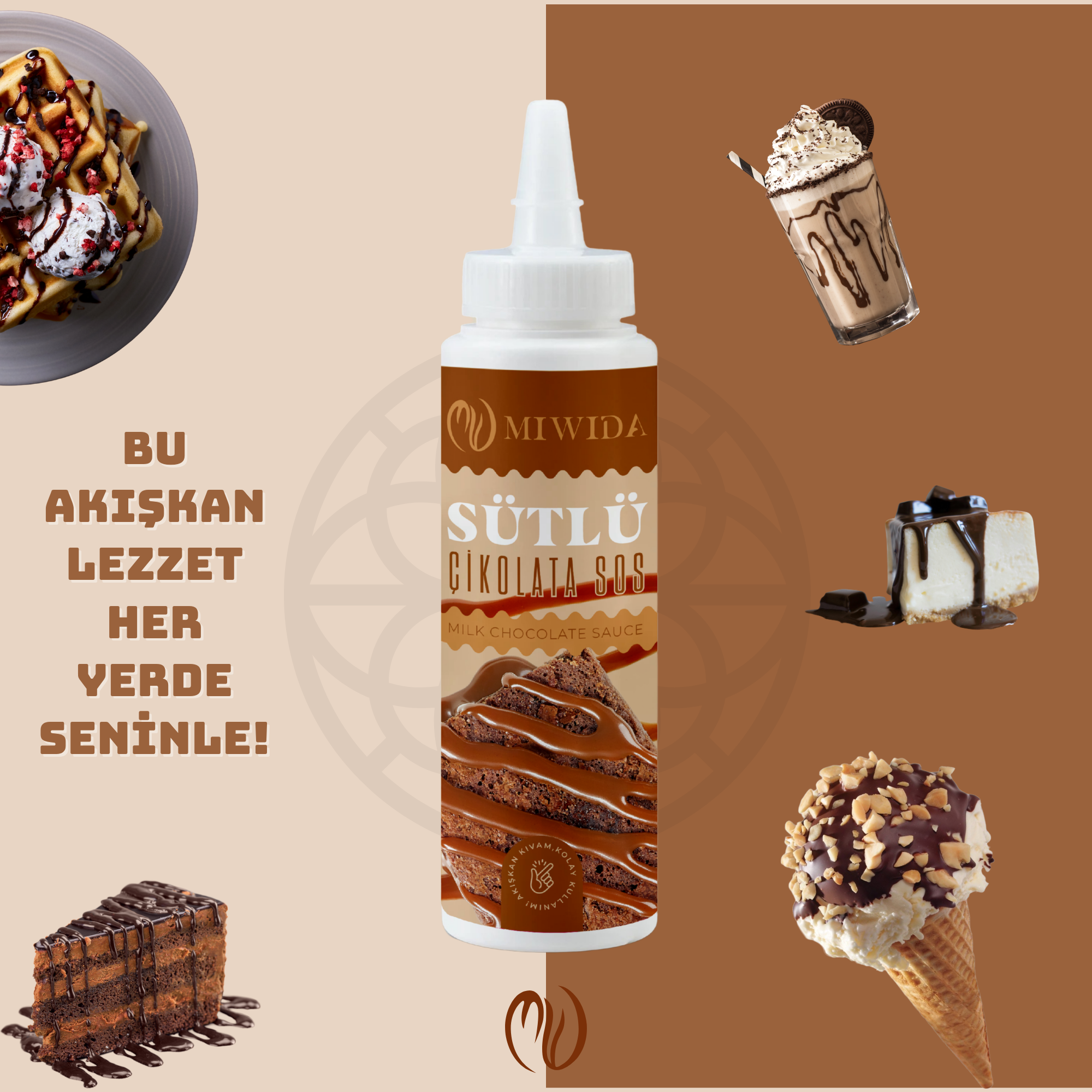 MİWİDA Sütlü Çikolata Sos - Pratik Waffle, Pankek,