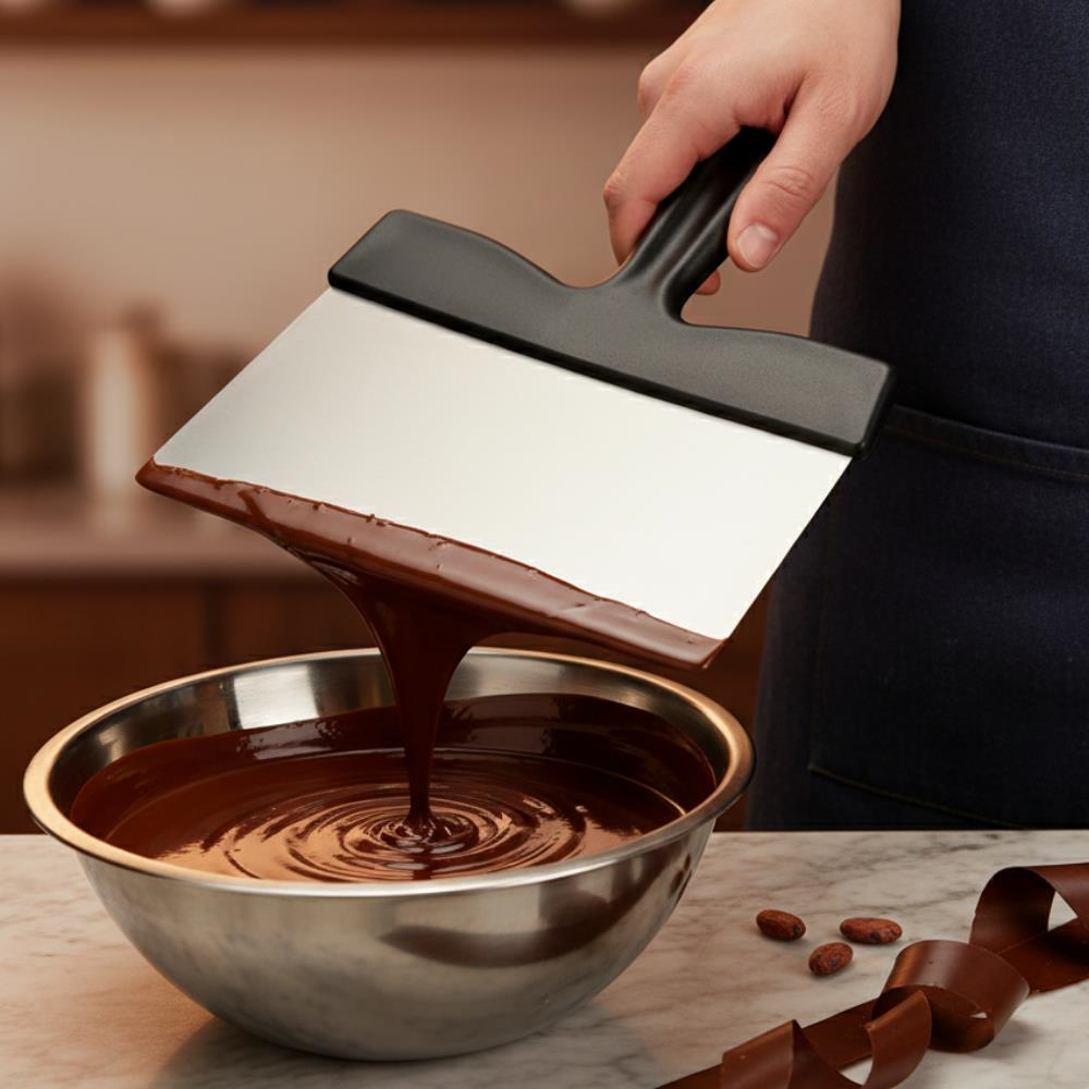 Profesyonel Çikolata Spatulası 21 cm | Paslanmaz Çelik Geniş Temperleme Spatulası