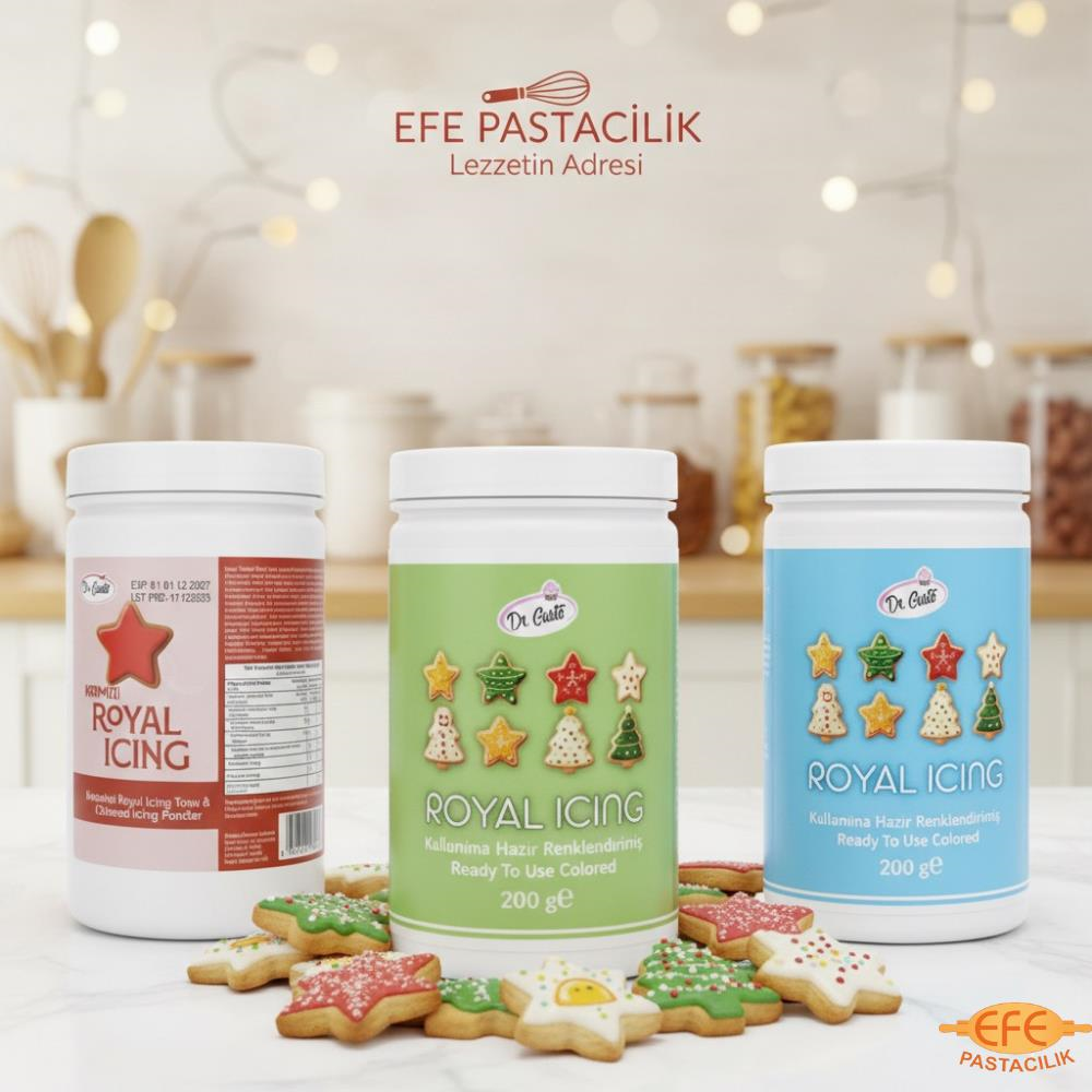 Royal Icing 4’lü Set 200 Gr – Pembe, Yeşil, Kırmızı, Mavi Kurabiye ve Pasta Dekoru