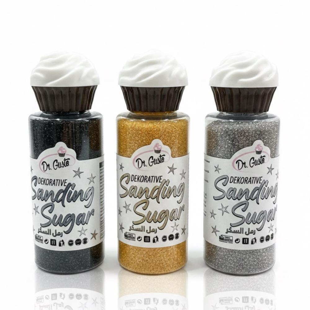 Sanding Şeker 3’lü Set 100 Gr – Altın, Gümüş ve Siyah Pasta & Tatlı Süsleme Şekeri