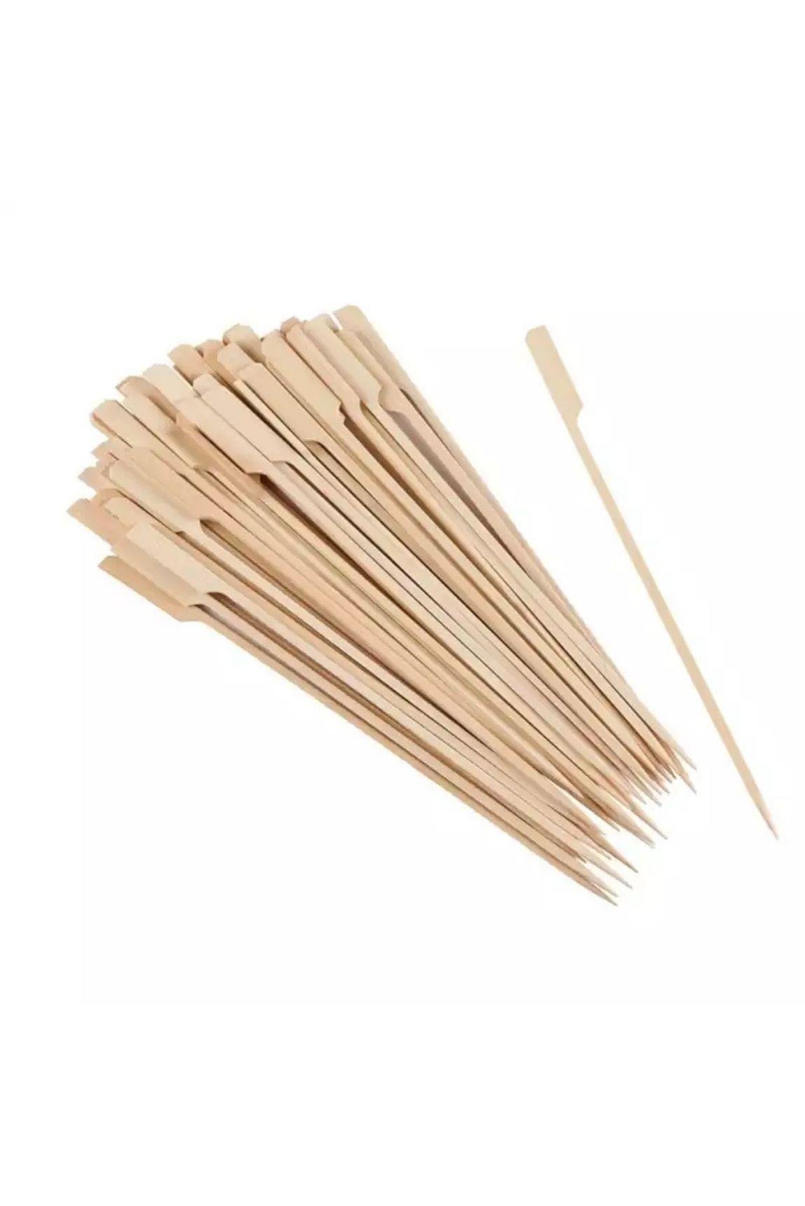 Yassı Çöp Şiş 9 cm – Ahşap Sunum Çubuğu 50 'Li