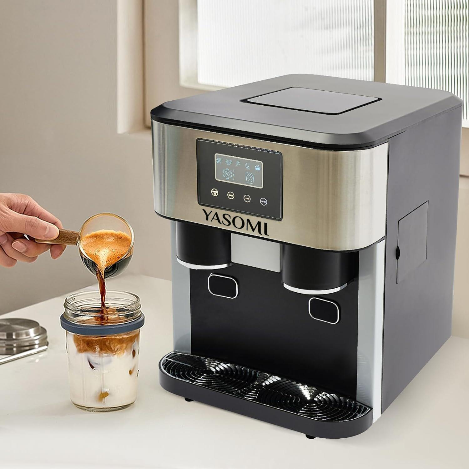 Yasomi Coolmaster ZBS15 3in1 Küp & Kırılmış Buz, Soğuk Su LCD Dokunmatik Inox Gövde 2l Tanklı Buz Makinesi