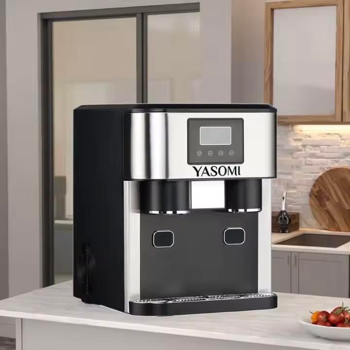 Yasomi Coolmaster ZBS15 3in1 Küp & Kırılmış Buz, Soğuk Su LCD Dokunmatik Inox Gövde 2l Tanklı Buz Makinesi