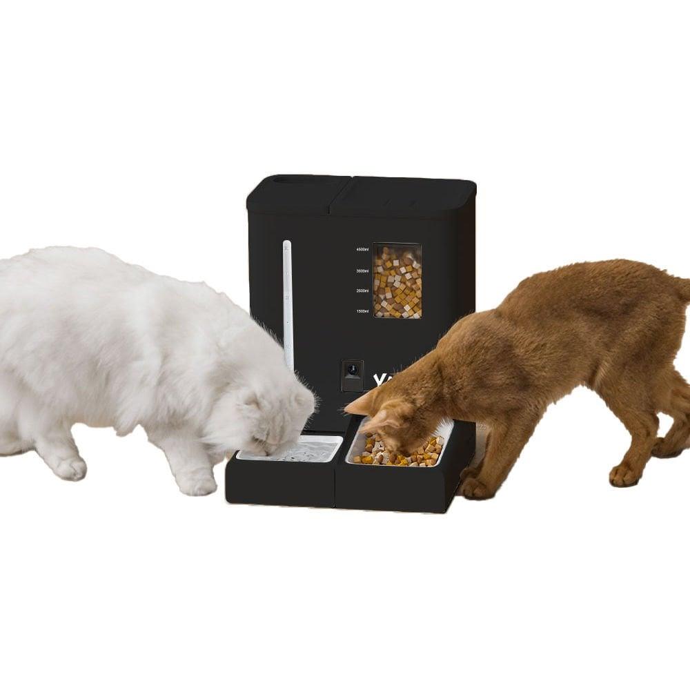 Yasomi DU-F03V SmartPaw+ 2si1 Arada 4L/5L Kapasiteli Pilli/Kablolu Akıllı Otomatik Mama ve Su Kabı (Siyah)
