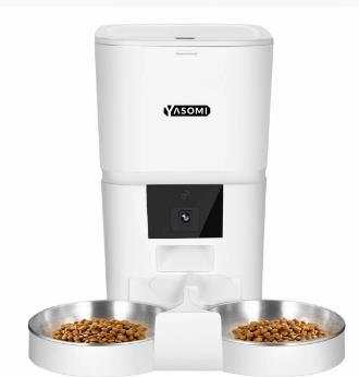 Yasomi MK6 6lt Kameralı Wifi Bağlantılı Tek ve Çift Kase Kullanımlı Kedi ve Köpek Besleyici (Beyaz)