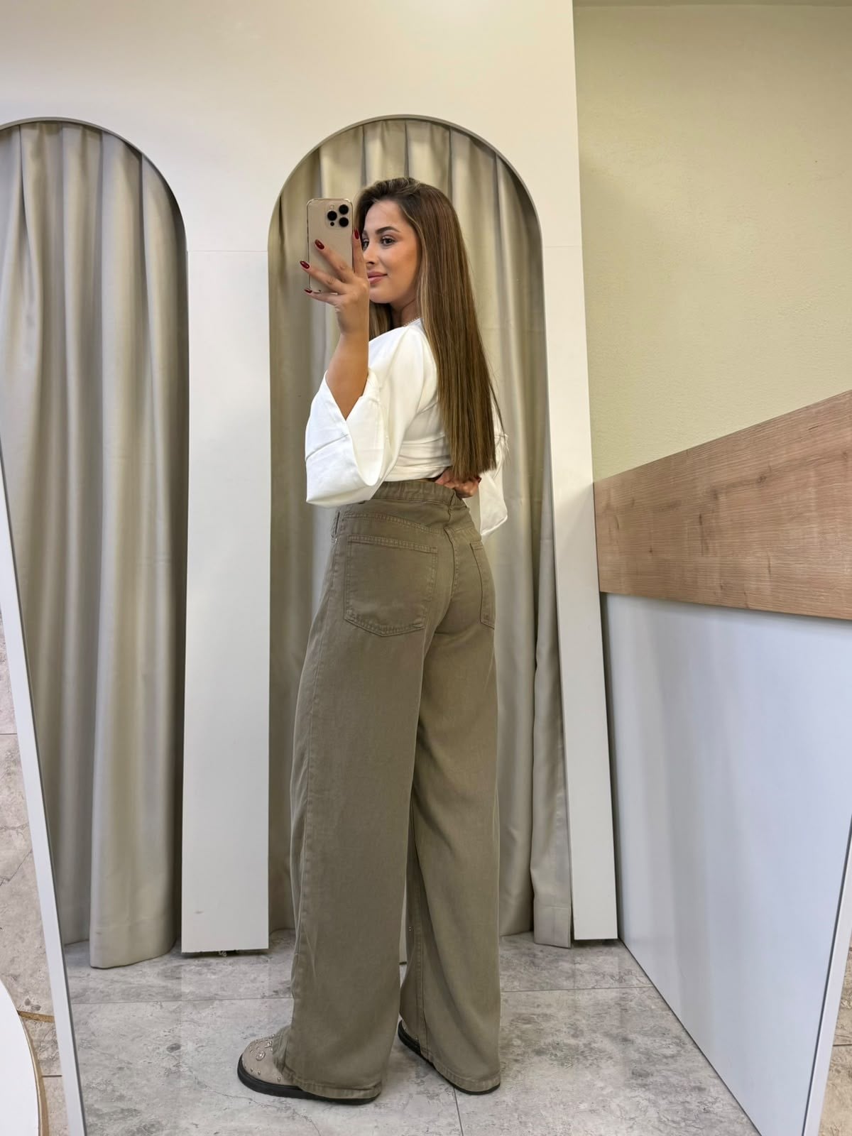 Adora Haki Beli Lastikli Tensel Jean