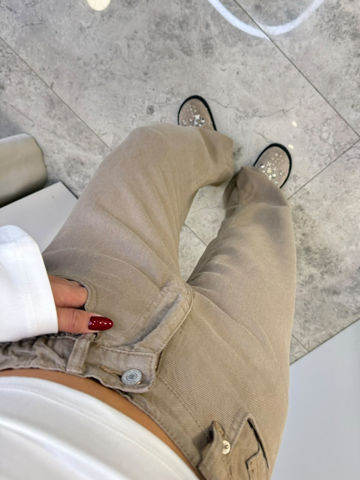 Adora Vizon Beli Lastikli Tensel Jean