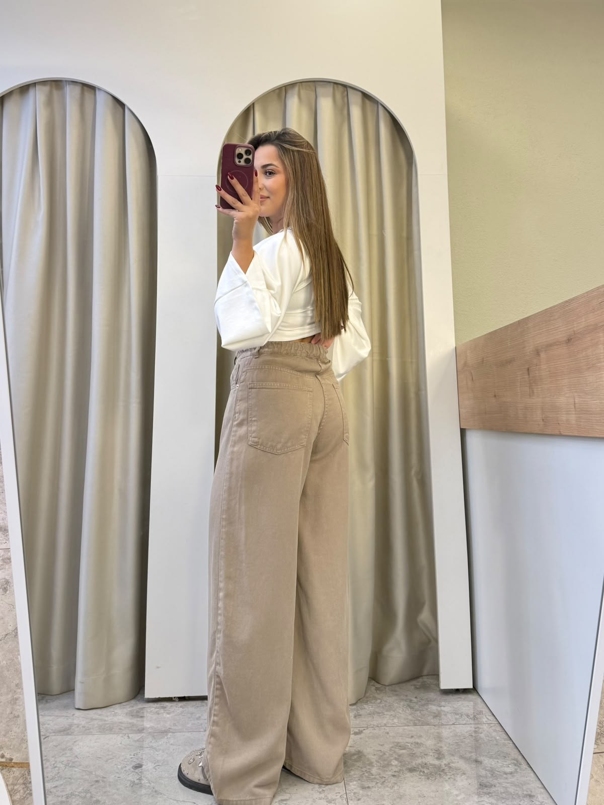 Adora Vizon Beli Lastikli Tensel Jean
