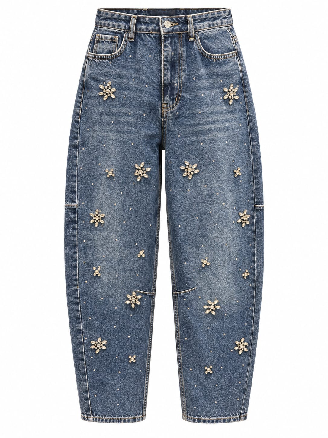 Ariza K.Mavi Taşlı Barrel Jean